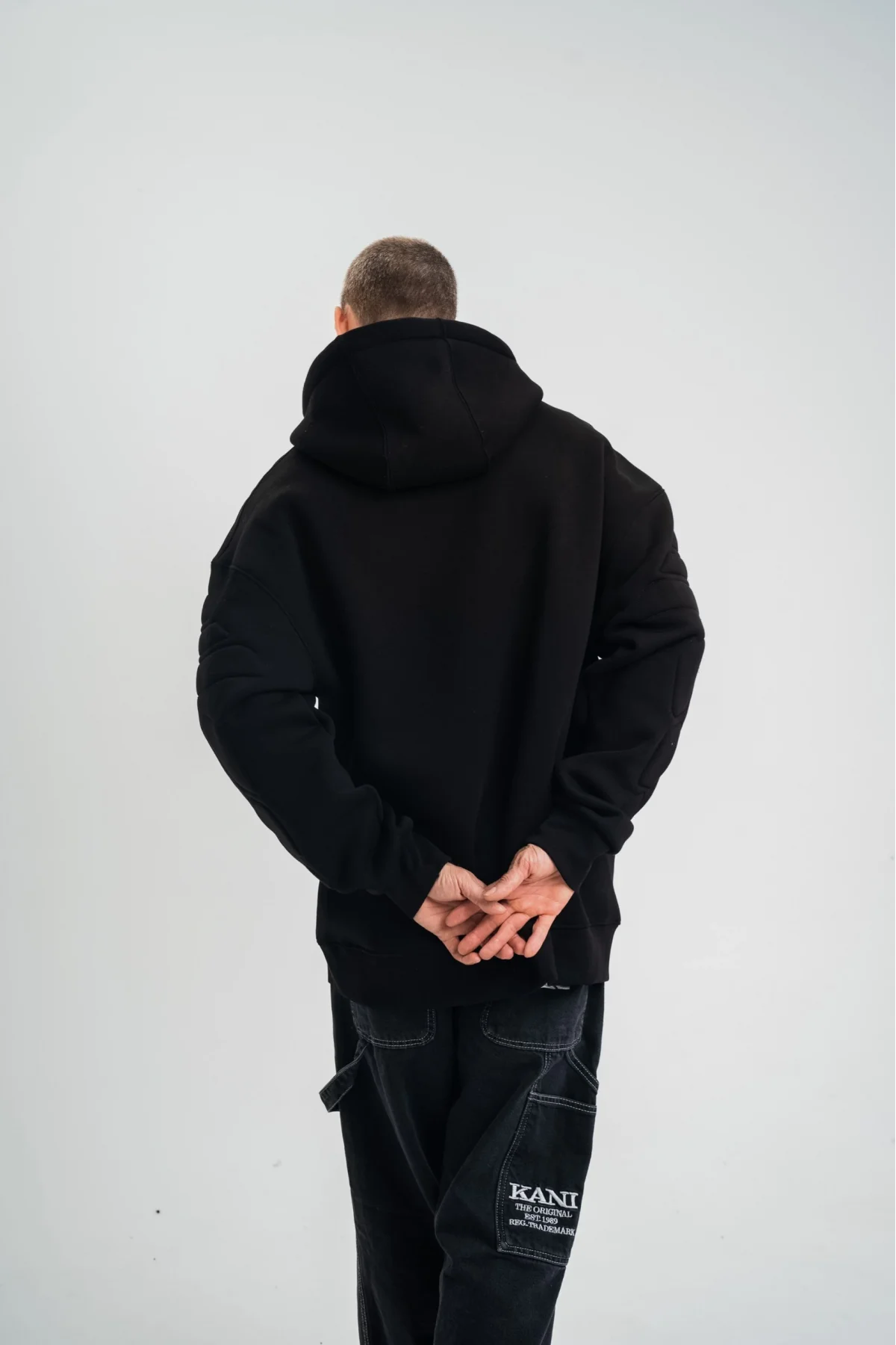 Double Oversize Kapşonlu Nakışlı SweatShirt - Siyah