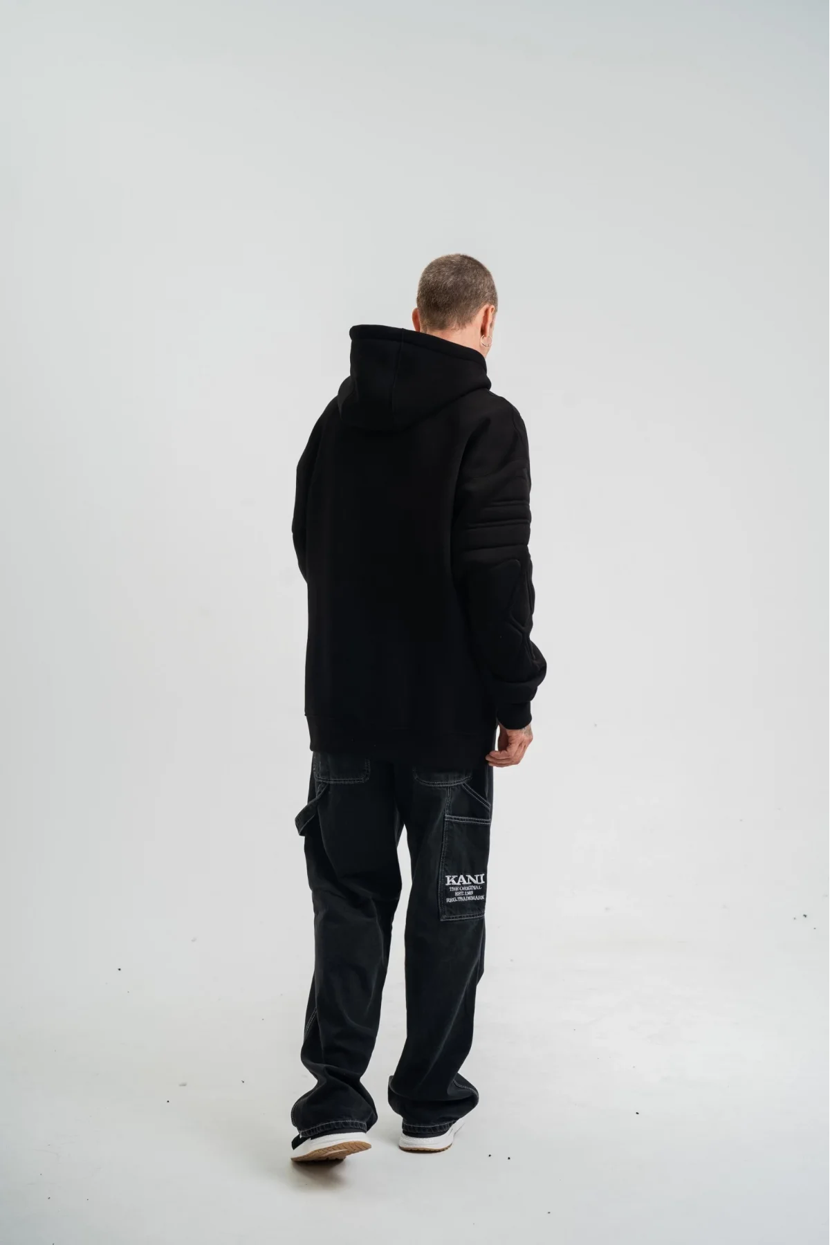 Double Oversize Kapşonlu Nakışlı SweatShirt - Siyah