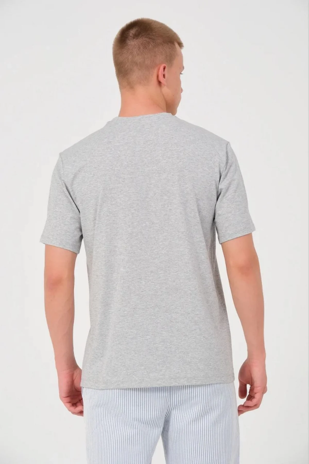 Erkek 24/1 Düz A Kalite Oversize T-shirt - Gri