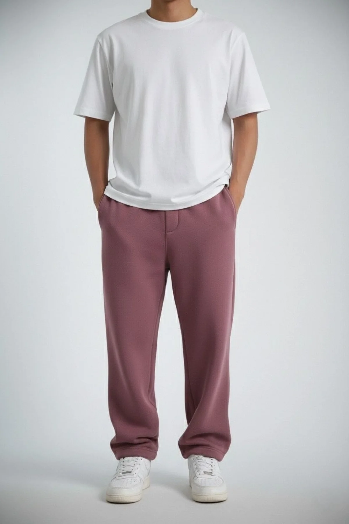 Erkek Baggy Alt Eşofman - Gül Kurusu