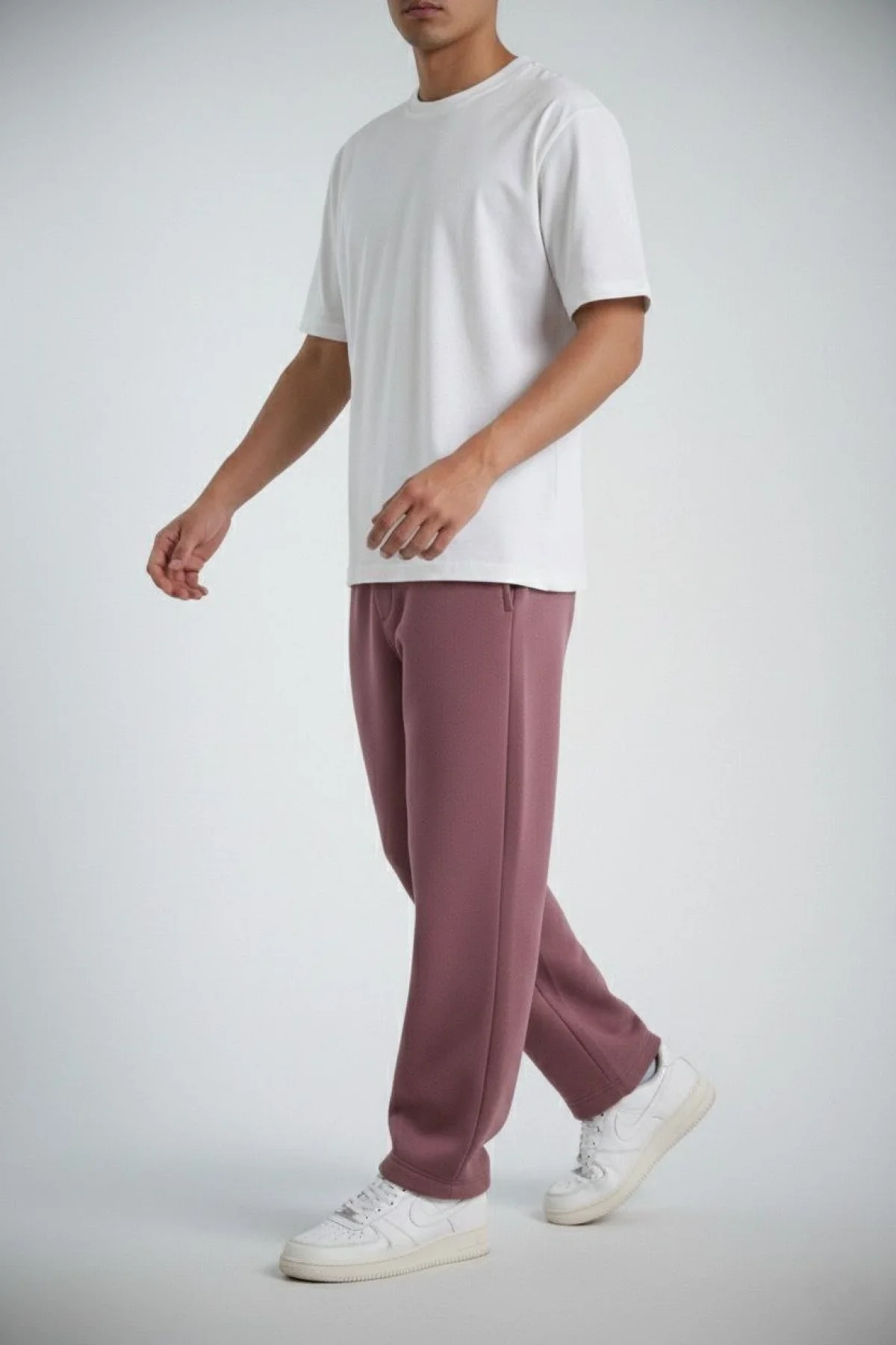 Erkek Baggy Alt Eşofman - Gül Kurusu