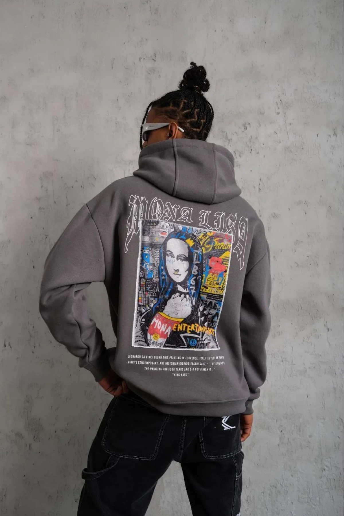 Erkek Baskılı Kapüşonlu ve Kanguru Cepli Sweat- Gri