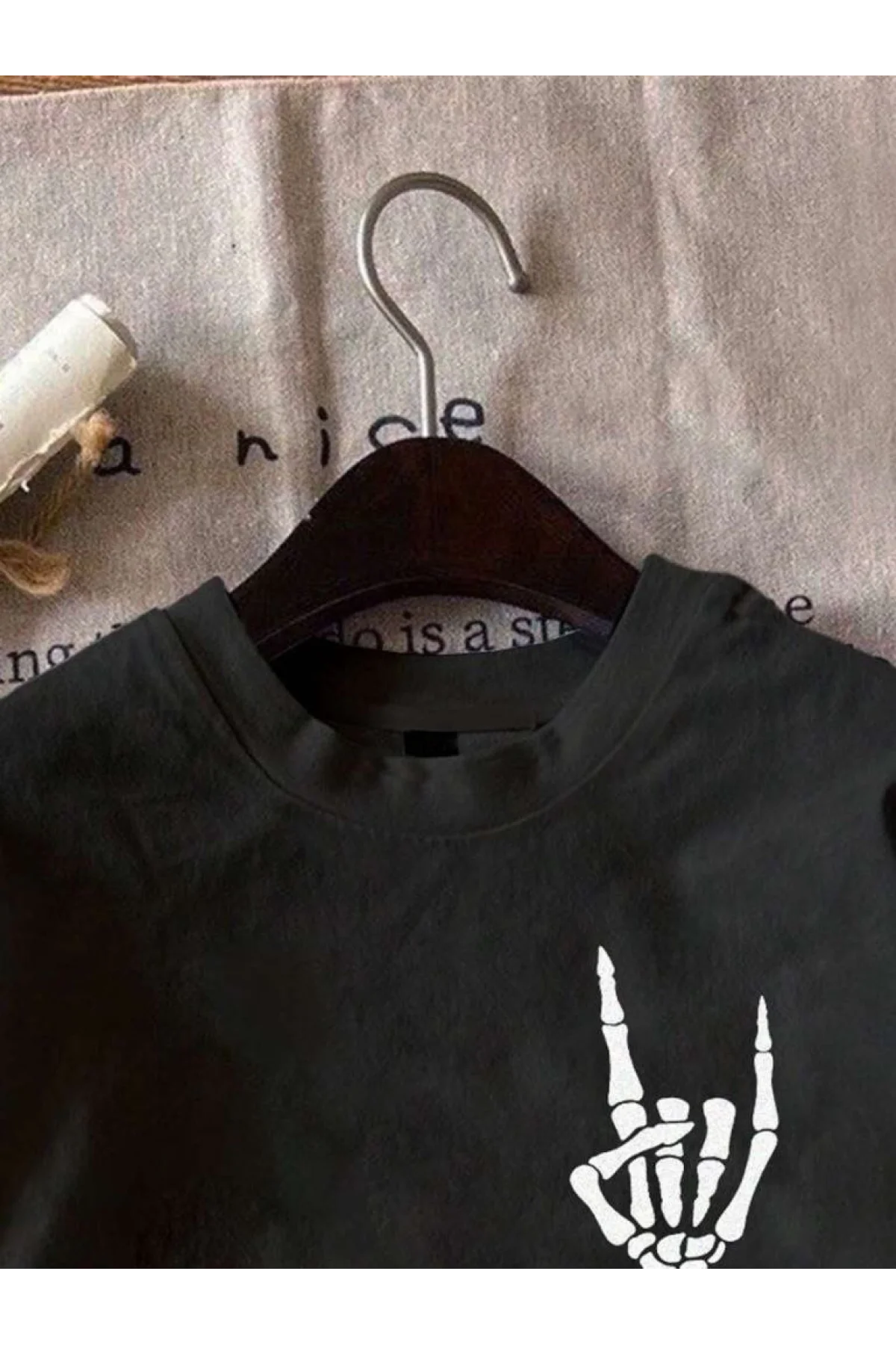 Erkek Baskılı Oversize T-shirt - Siyah