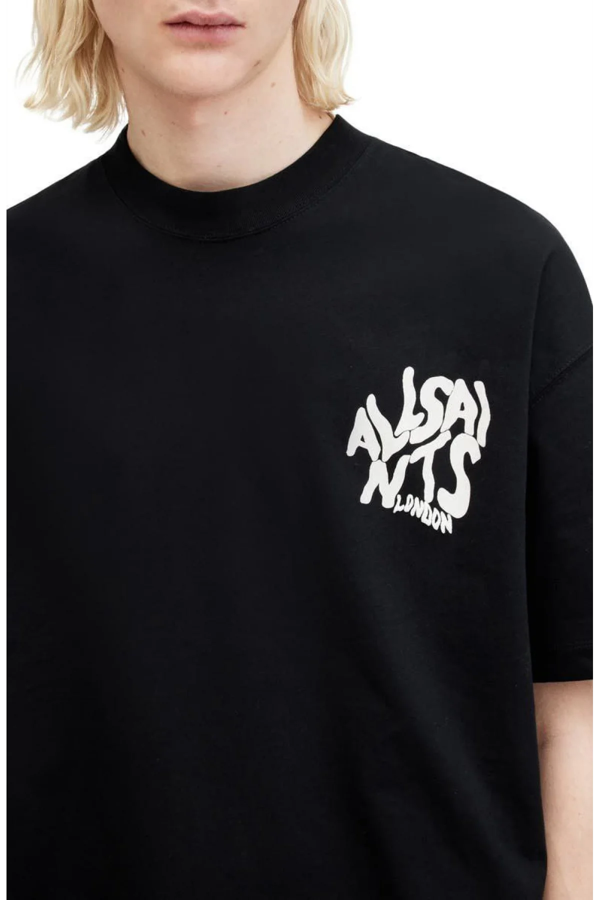 Erkek Baskılı Oversize T-shirt - Siyah