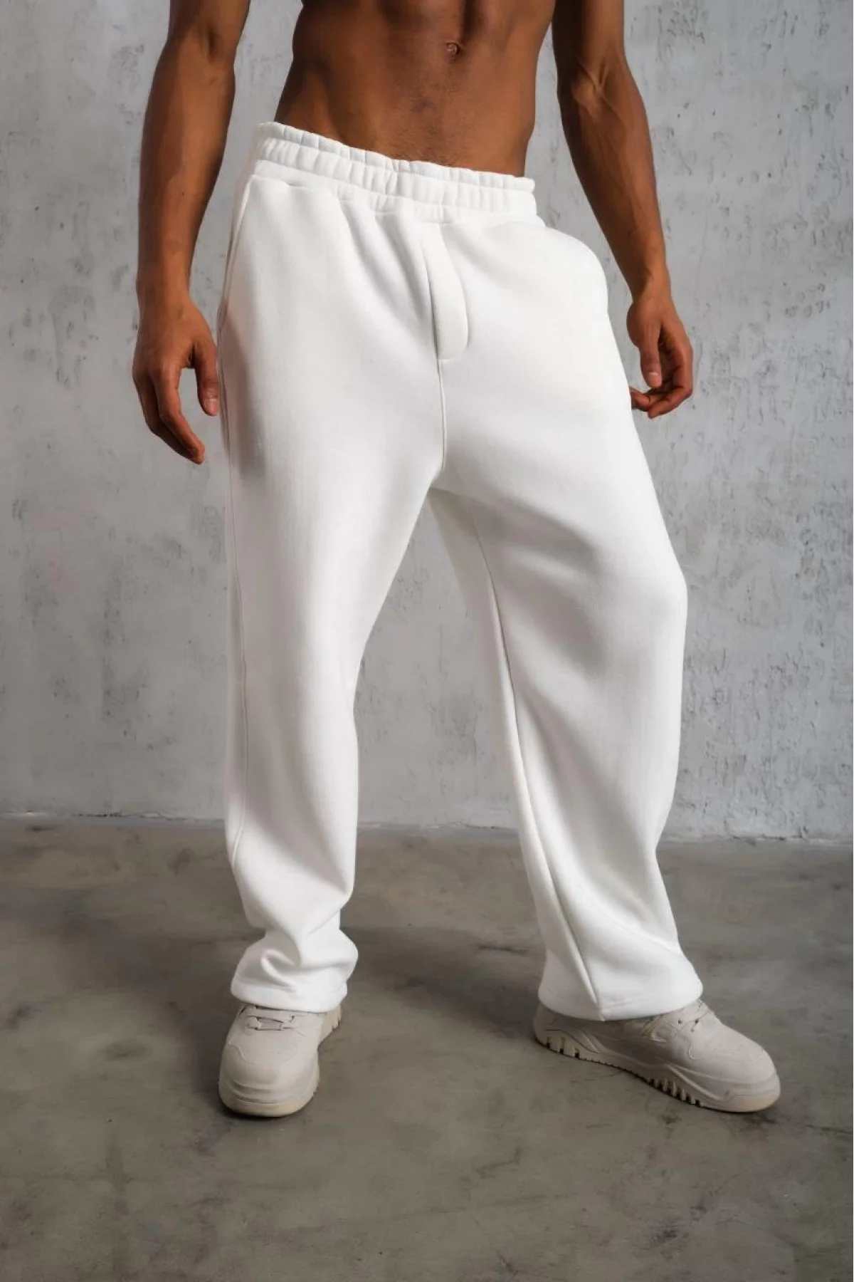 Erkek Baggy Alt Eşofman - Beyaz