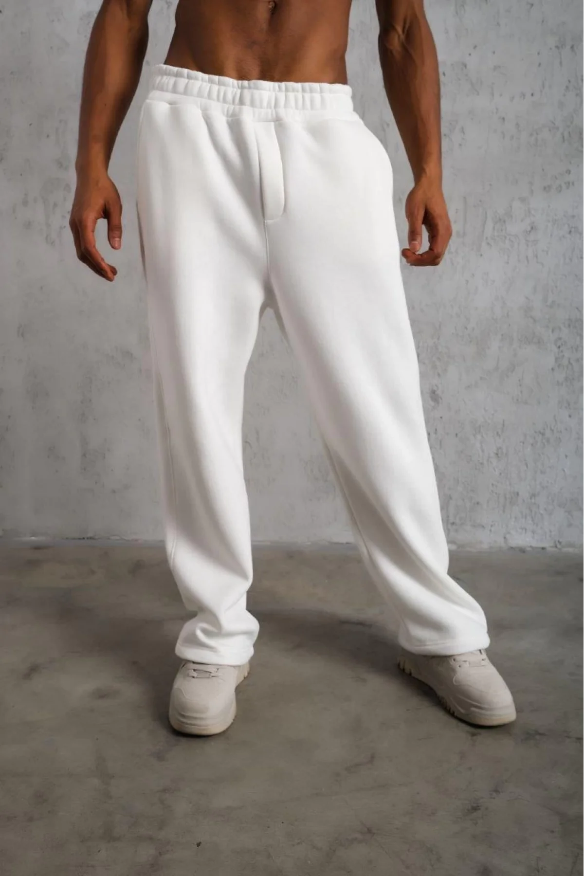 Erkek Baggy Alt Eşofman - Beyaz