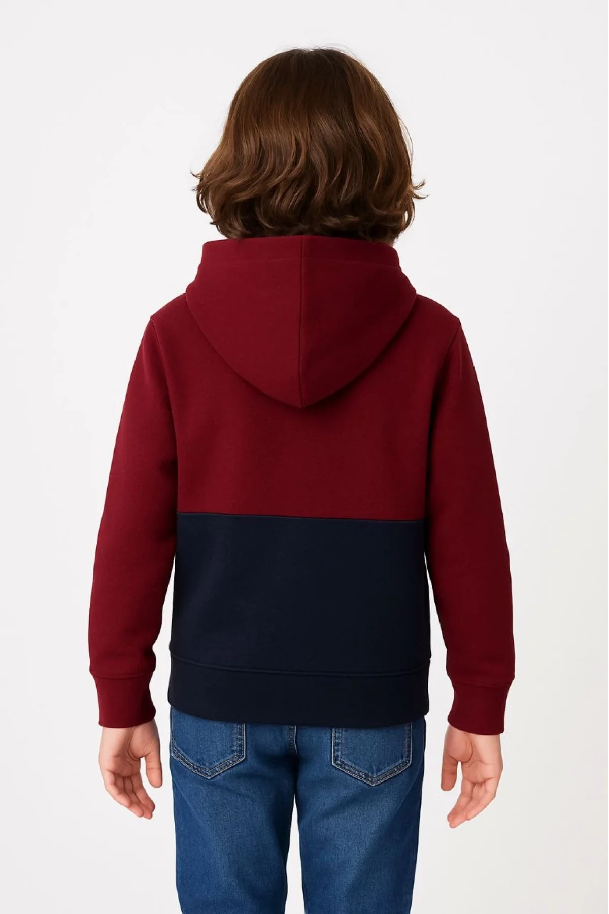 Erkek Çocuk Kapüşonlu Kanguru Cepli Parçalı SweatShirt - Renkli