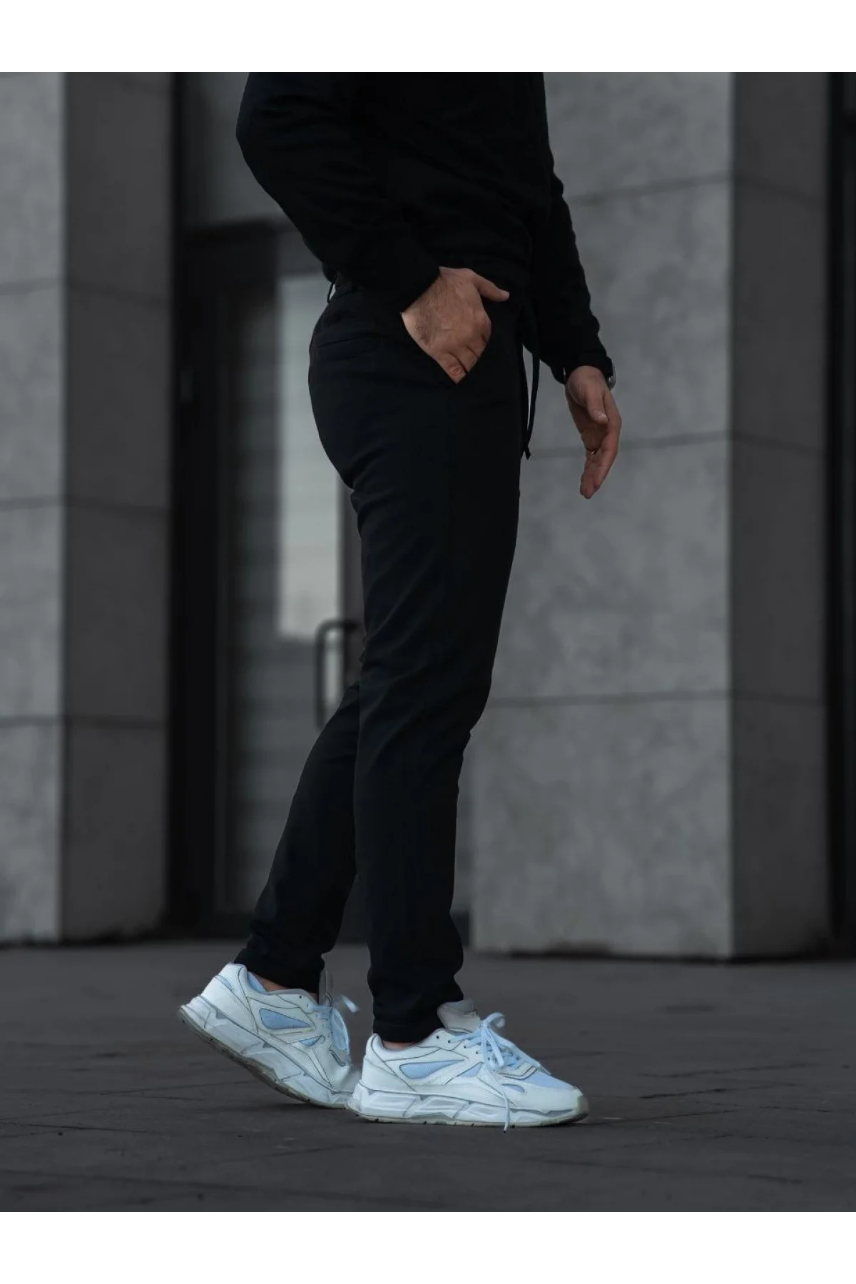 Erkek Diagonel Mikro dokulu Cepli Pantolon - Siyah