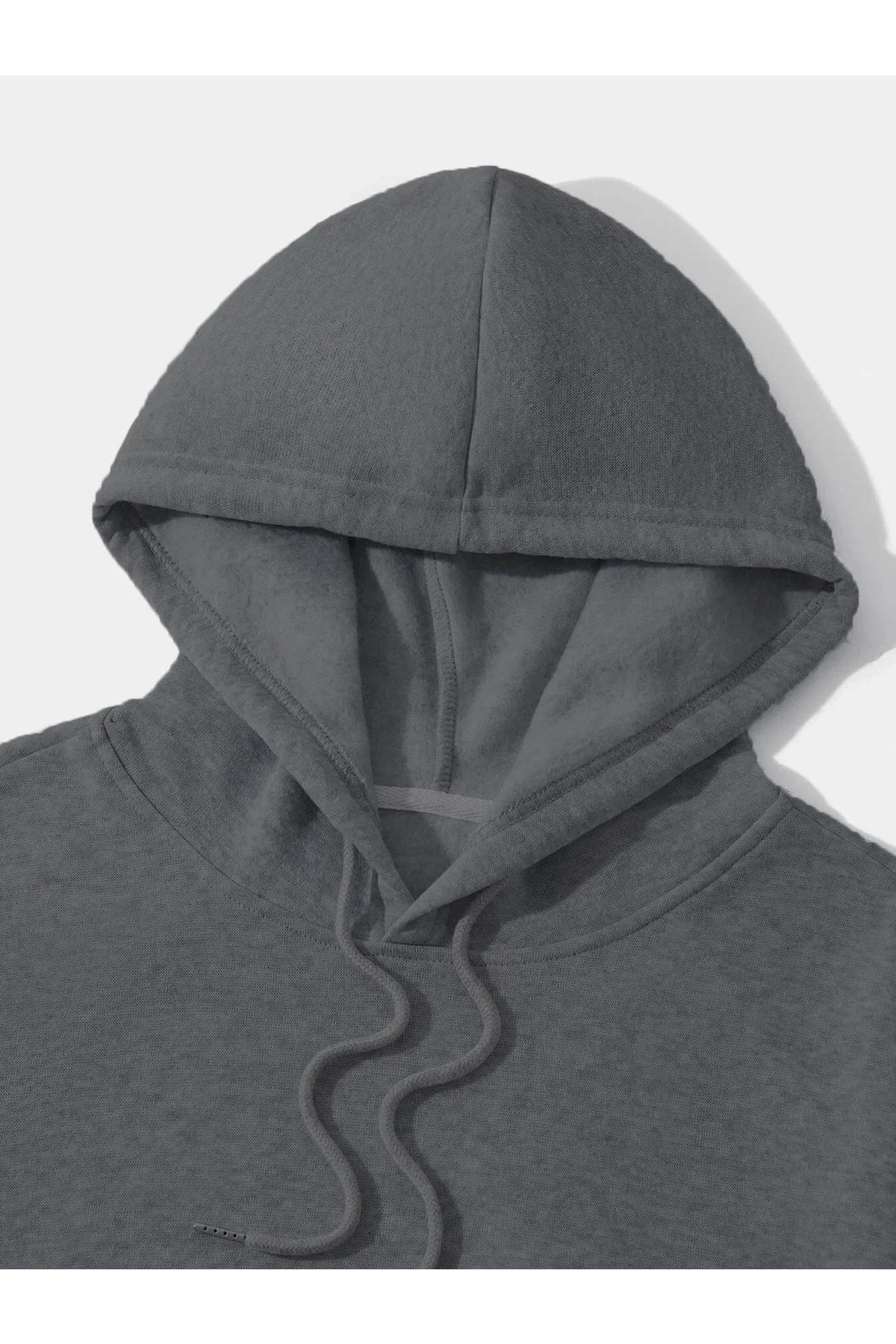 Erkek Düz Kapüşonlu Sweat - Füme