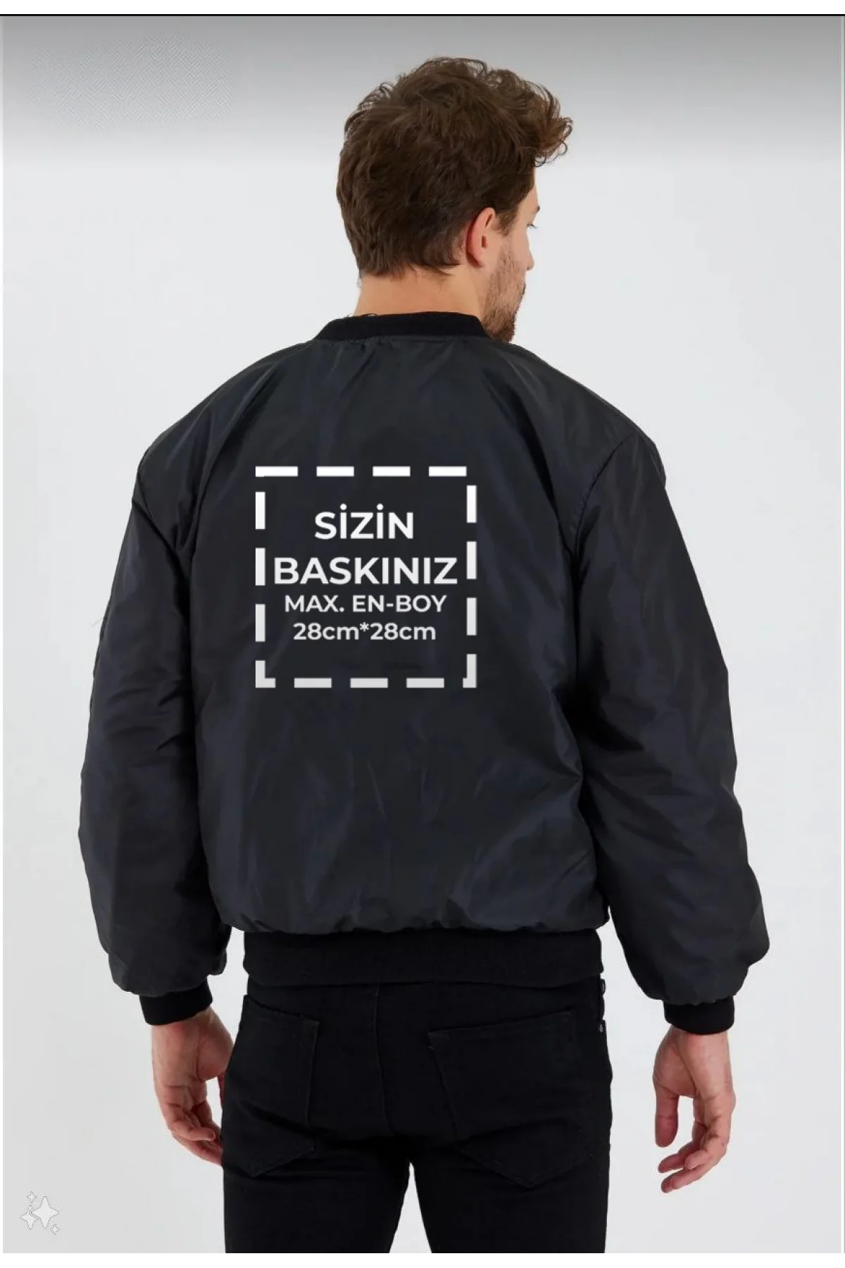 Erkek Düz Özel Tasarım Bomber Ceket - Siyah