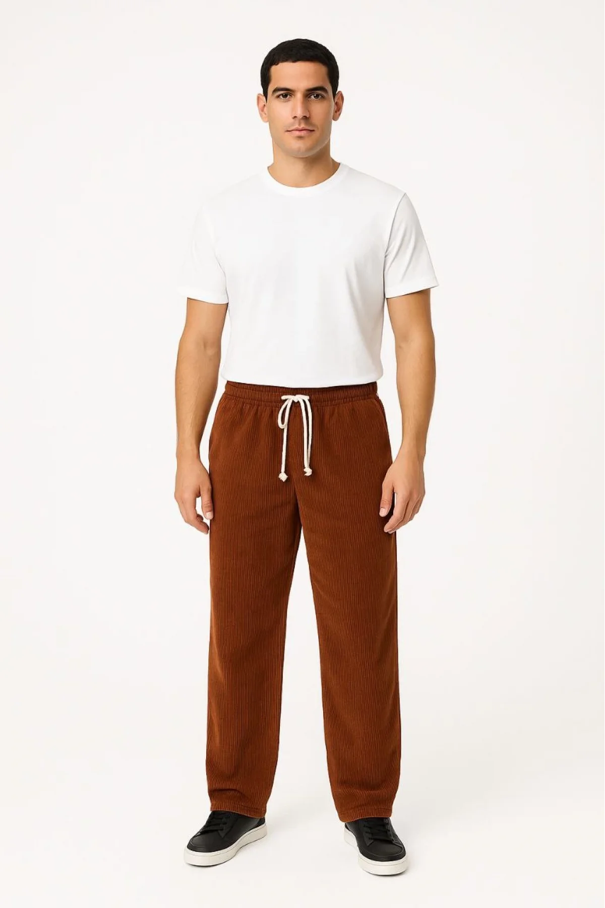 Erkek Fitilli Kadife Cepli Buggy Pantolon Oversize Rahat Kalıp - Kahverengi