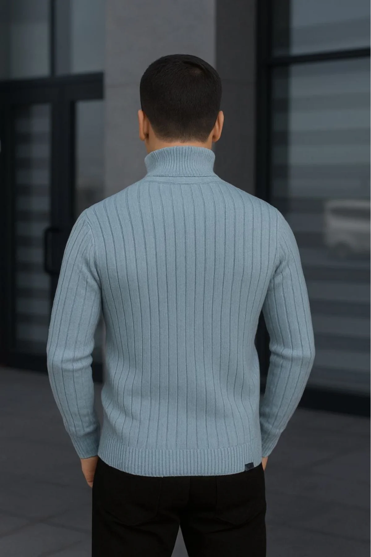 Erkek Fitilli Triko Kazak 3lÜ Set Bebek Mavisi Bej Siyah Regular Balıkcı Yaka Tam Boğazlı Triko Seti Modeli Kazak