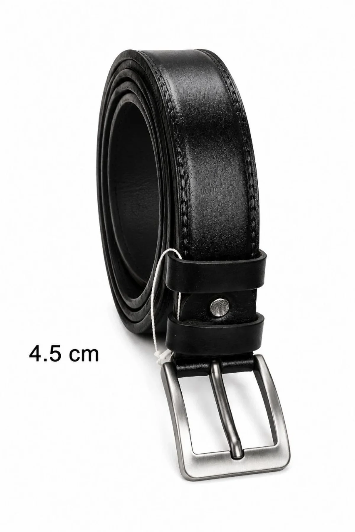 Erkek Hakiki Deri 4.5 cm Klasik ve Kot Pantolon Kemeri Metal Tokalı Siyah