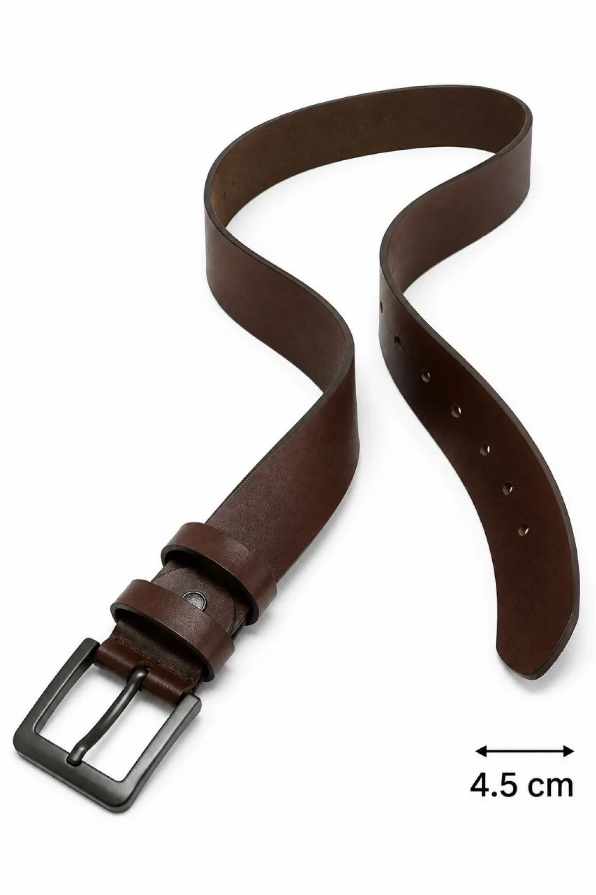 Erkek Hakiki Deri 4.5 cm Kot ve Kumaş Pantolon Kemeri Metal Tokalı Kahverengi