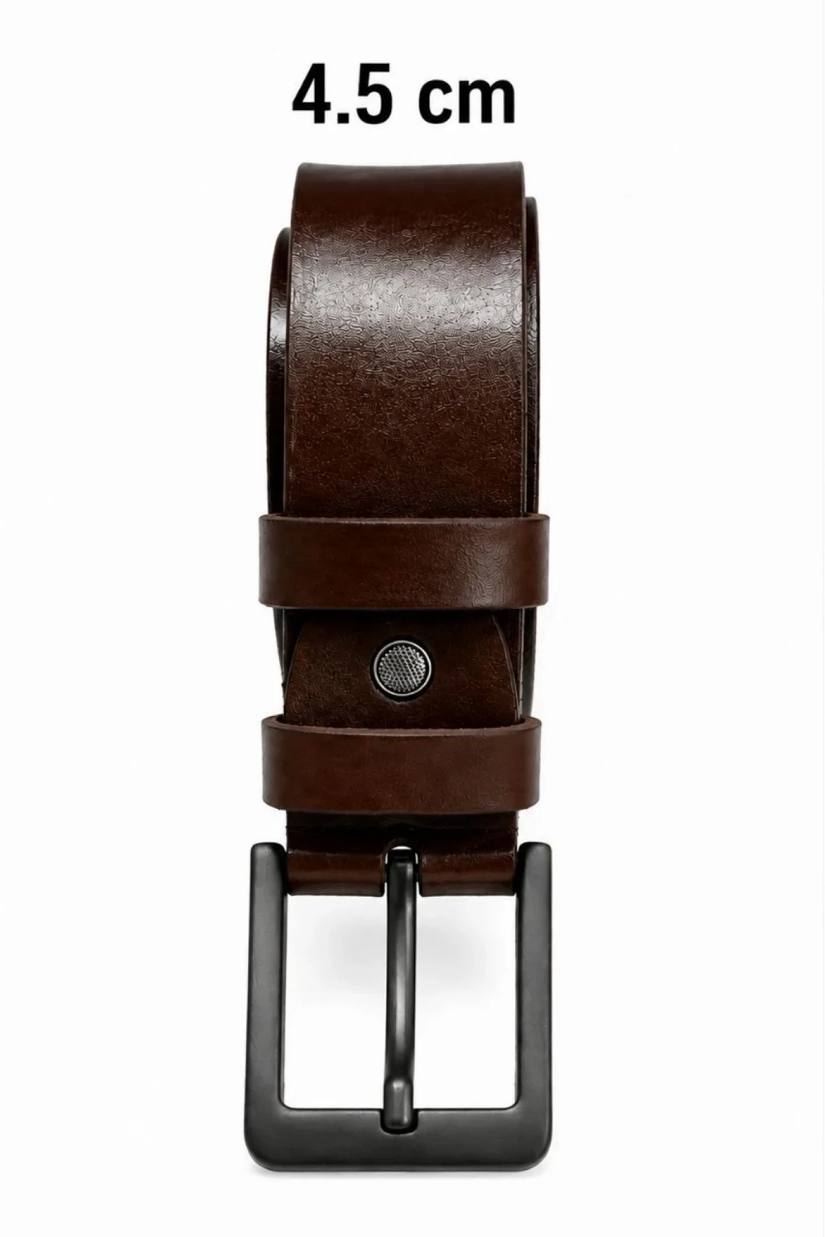 Erkek Hakiki Deri 4.5 cm Kot ve Kumaş Pantolon Kemeri Metal Tokalı Kahverengi