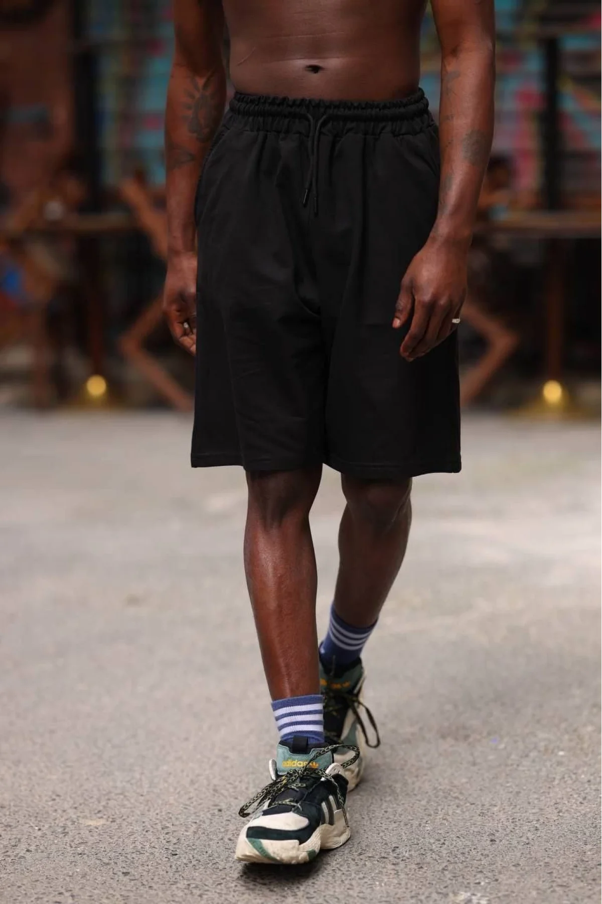 Erkek İki İplik Cepli Şort - Siyah