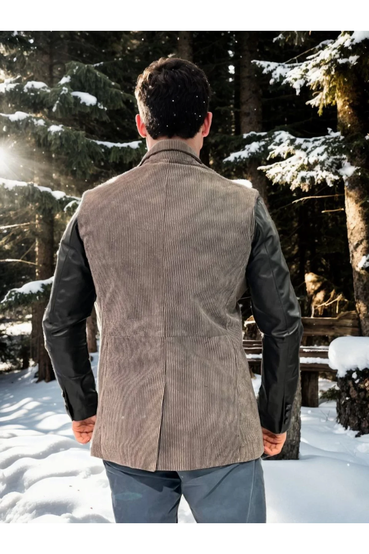 Erkek Nubuk Deri Ceket - Siyah