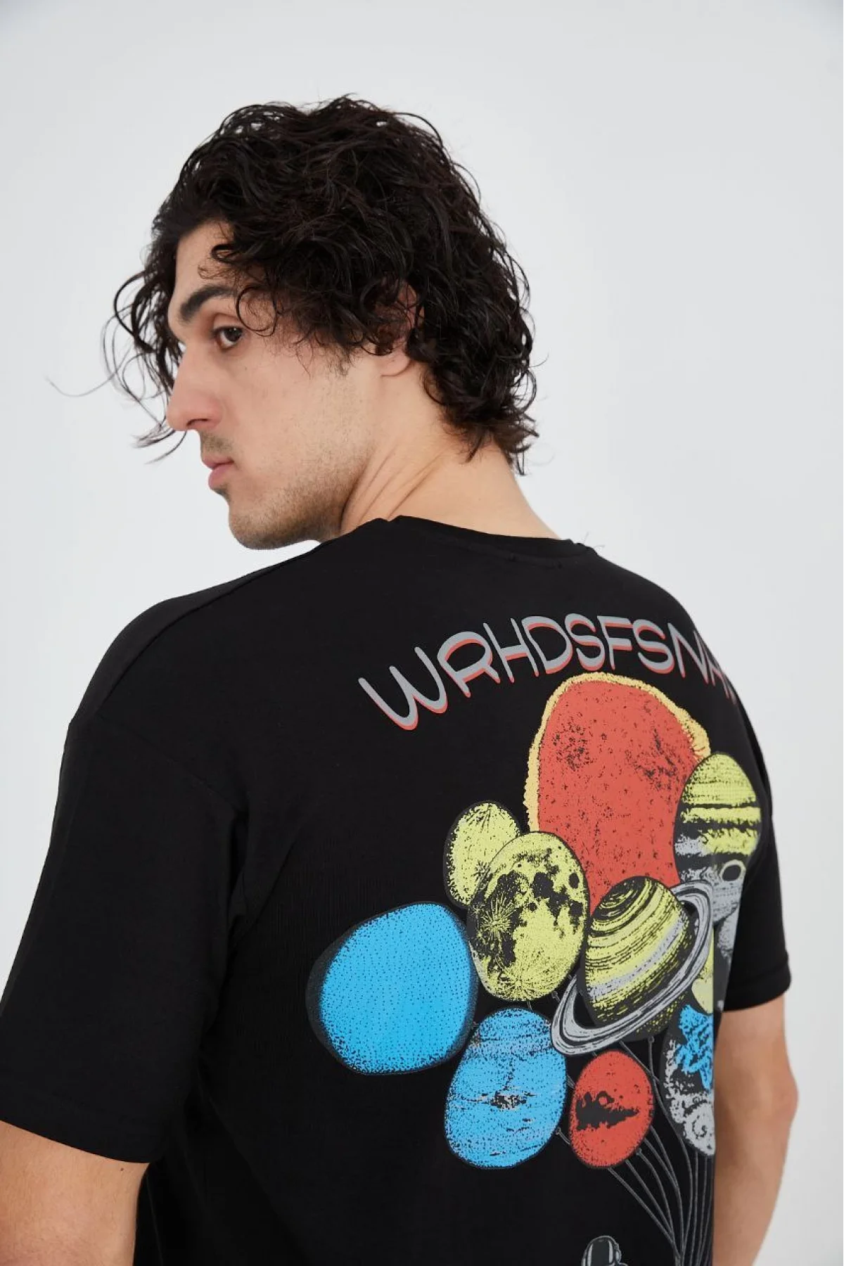 Erkek Baskılı T-Shirt Kısa Kol Bisiklet Yaka Regular Fit Rahat Kalıp Günlük Tişört - Siyah