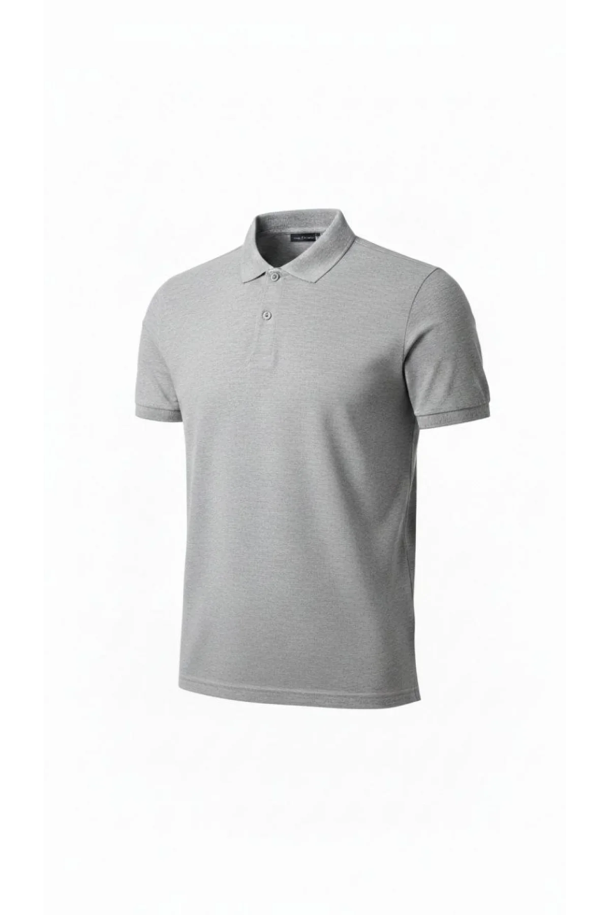 Erkek Pike Kumaş Düğmeli Yaka Regular Fit Günlük Kısa kol Tişört T-shirt - Gri