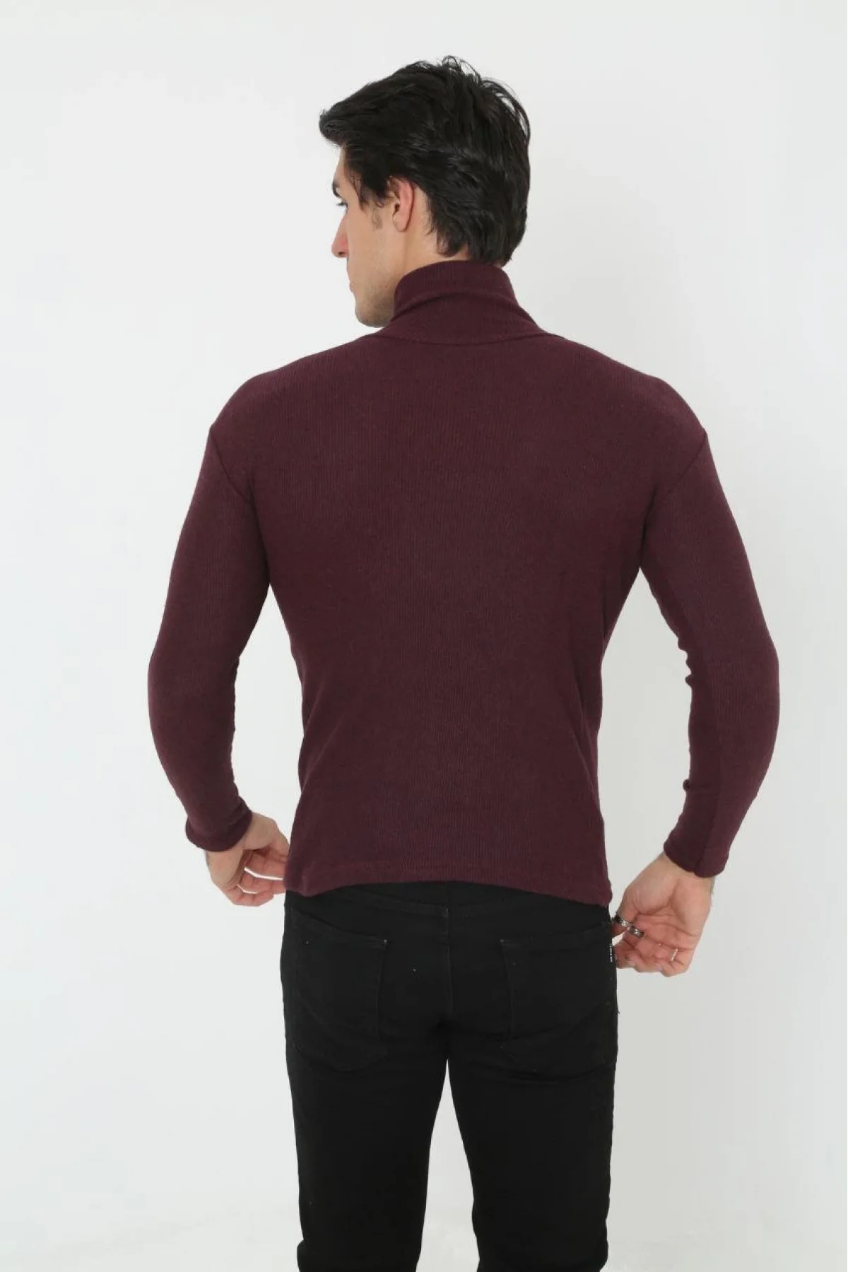 Erkek Tam Boğazlı Fitilli Likrali Koşkorse Badi - Bordo