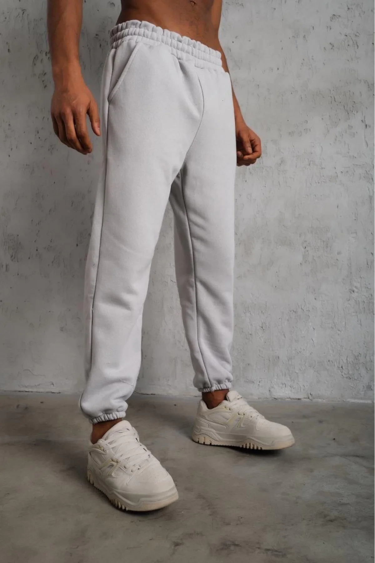 Erkek Üç İplik Alt Eşofman Lastikli - Gri