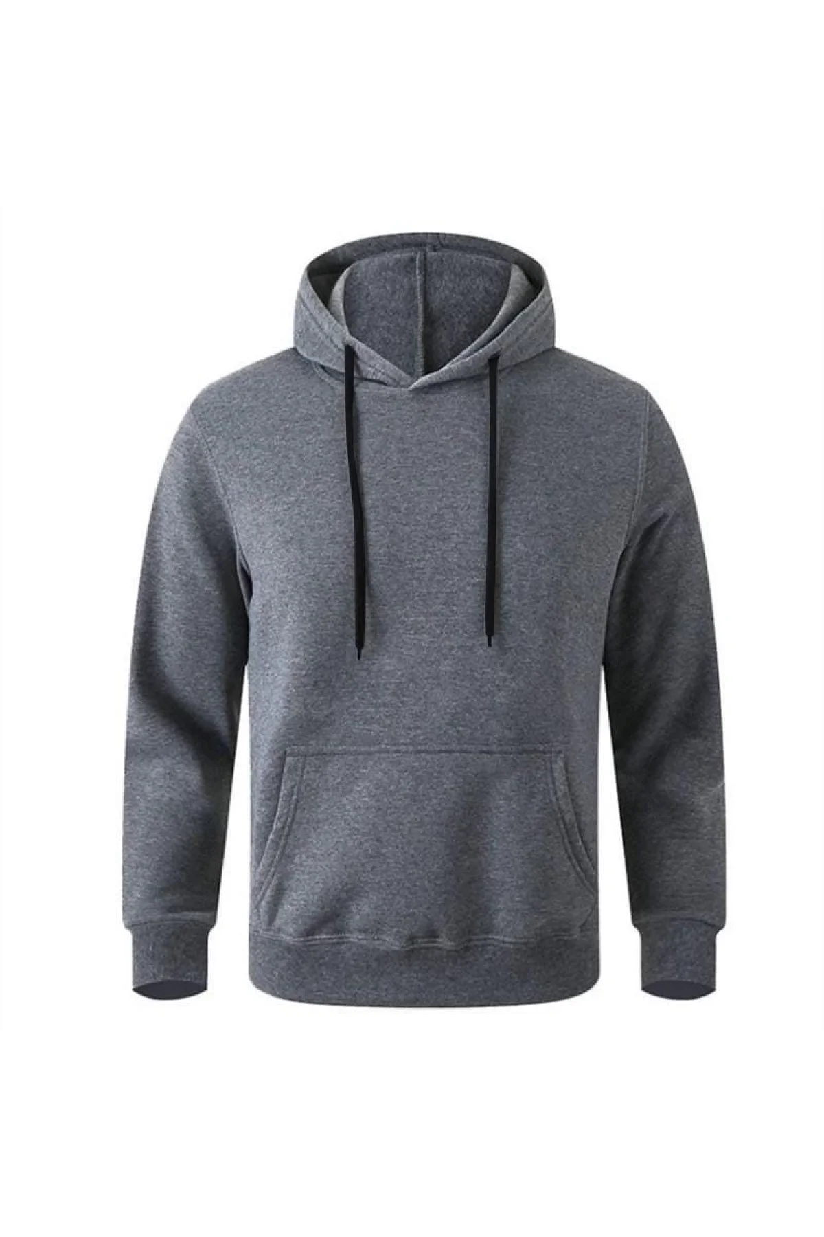 Erkek Uzun Kol Kapşonlu Basic Sweatshirt hoodie - Füme