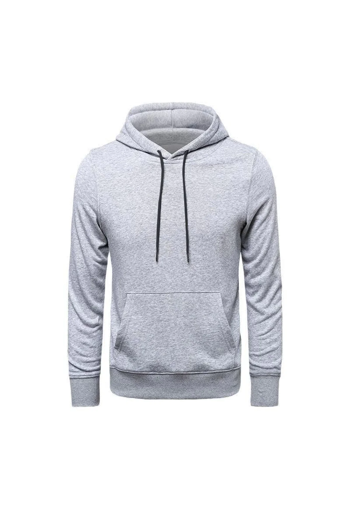 Erkek Uzun Kol Kapşonlu Basic Sweatshirt hoodie - Gri
