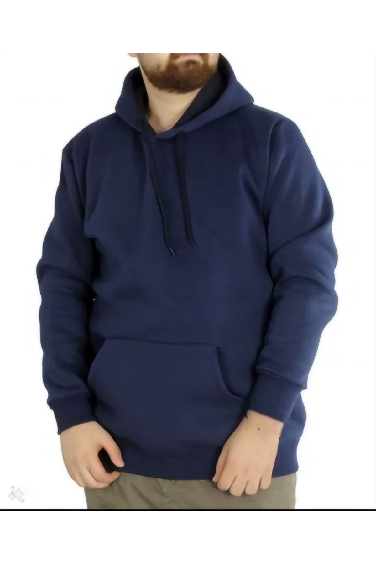 Erkek Uzun Kol Kapşonlu Basic Sweatshirt hoodie - Lacivert