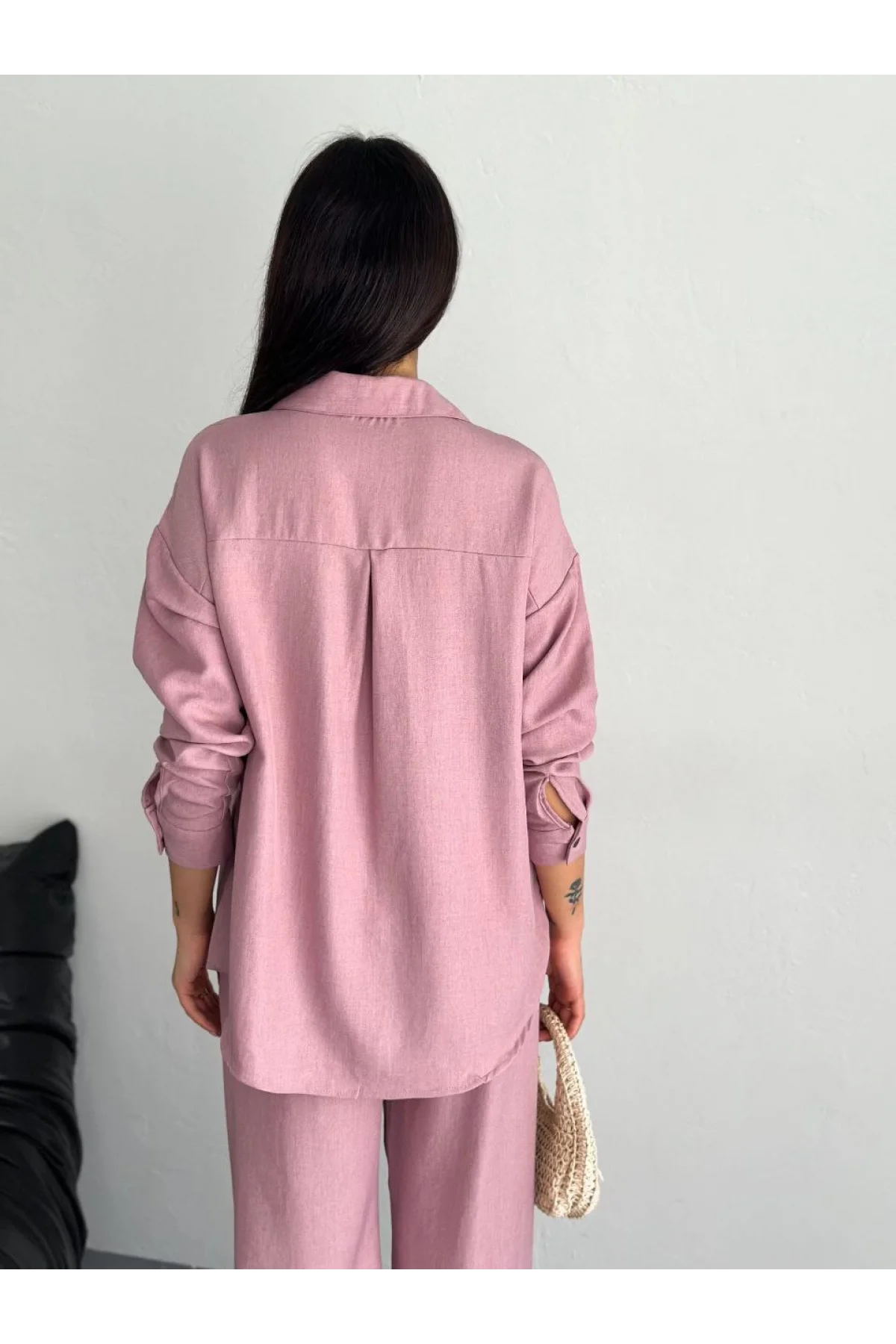 Gömlek Pantolon ikili Takım - Toz Pembe