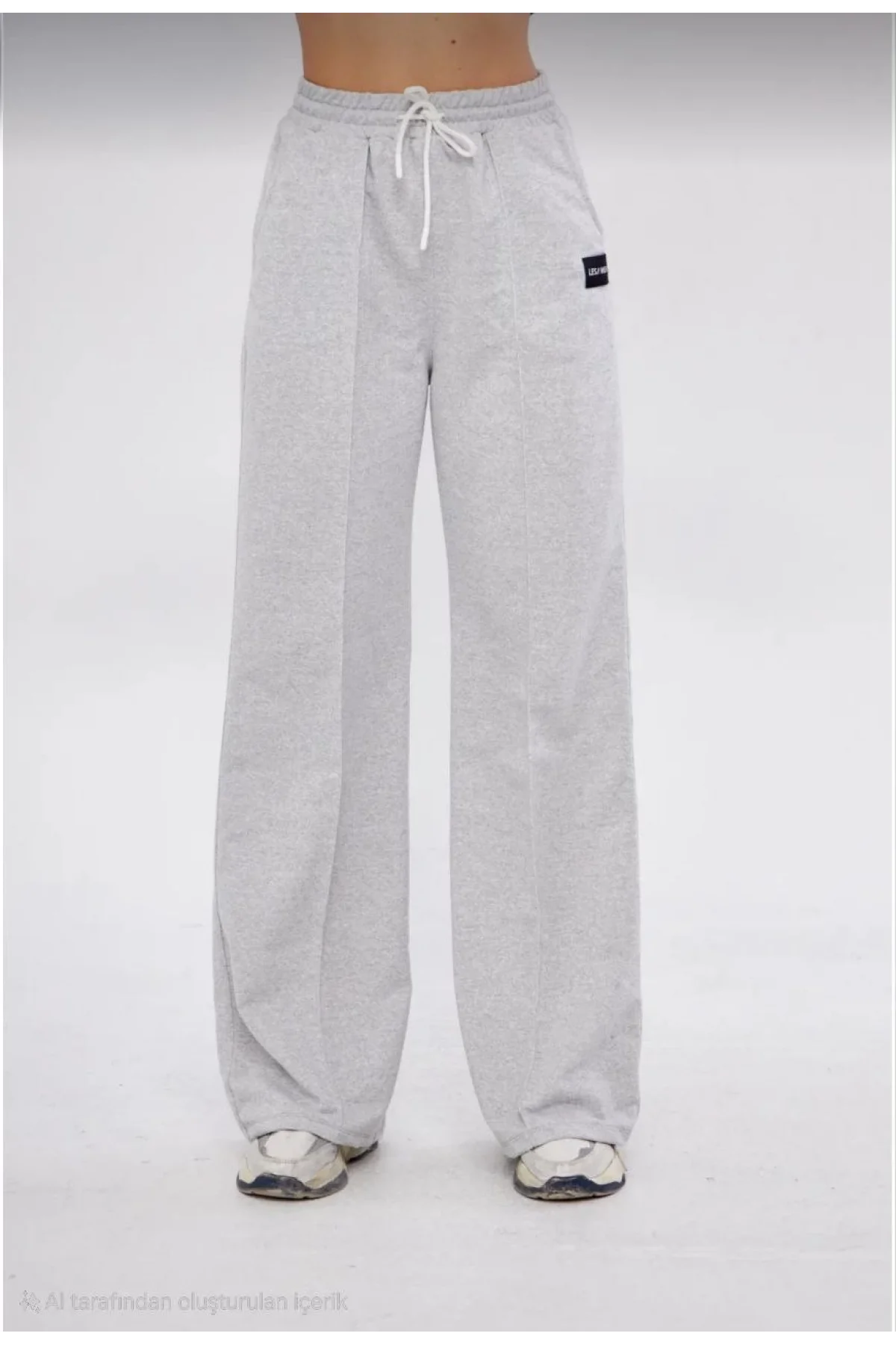 İki iplik Bol Paça Eşofman Pantalon - Gri