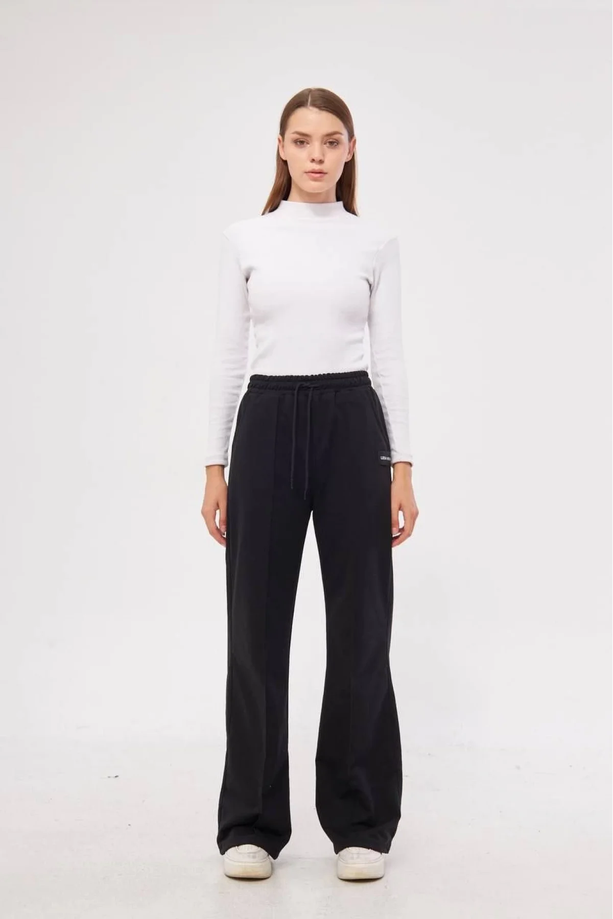 İki iplik Bol Paça Eşofman Pantalon - Siyah