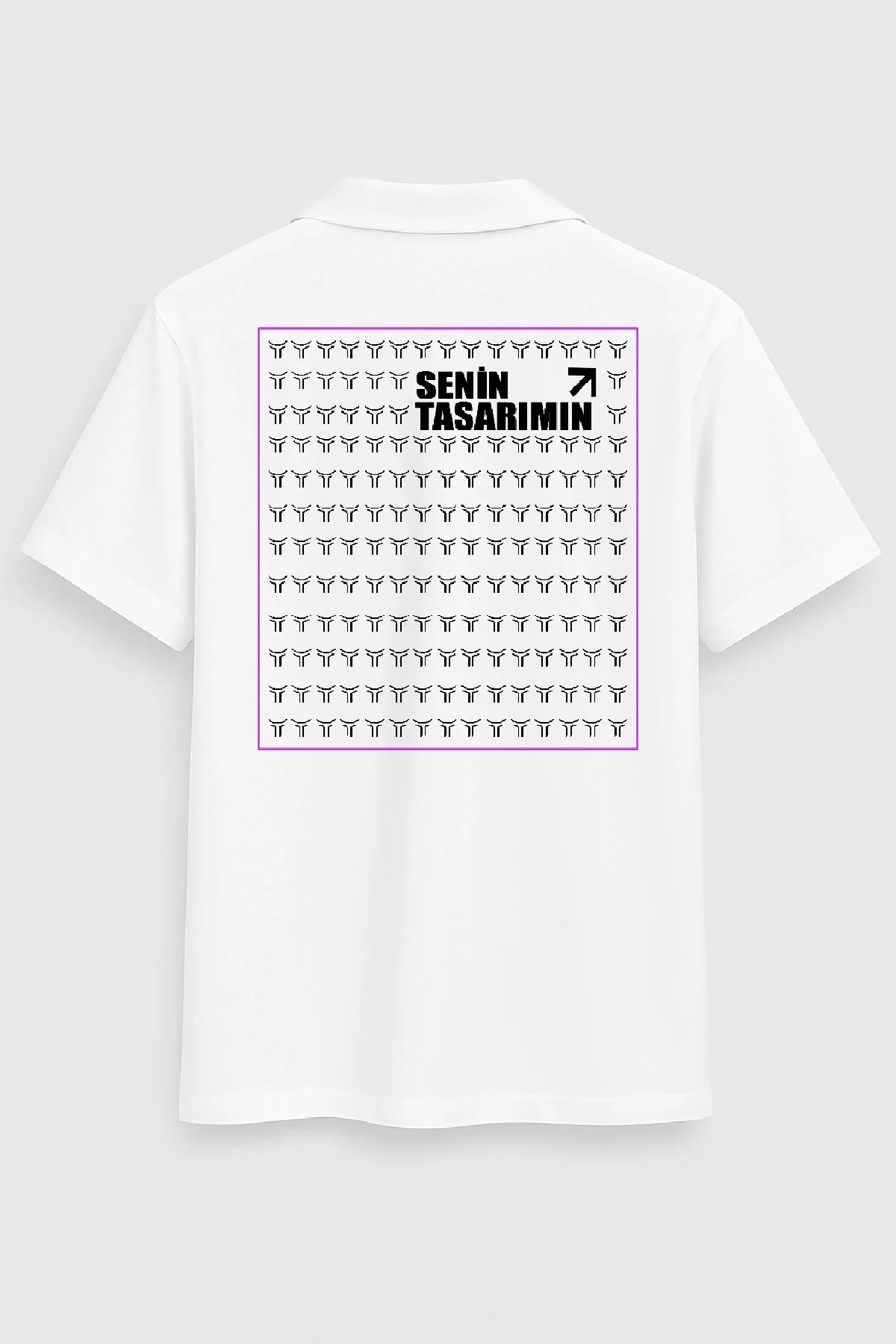 İki İplik Kumaş Ön Arka Sizin Tasarımınız Baskılı Gömlek - Beyaz