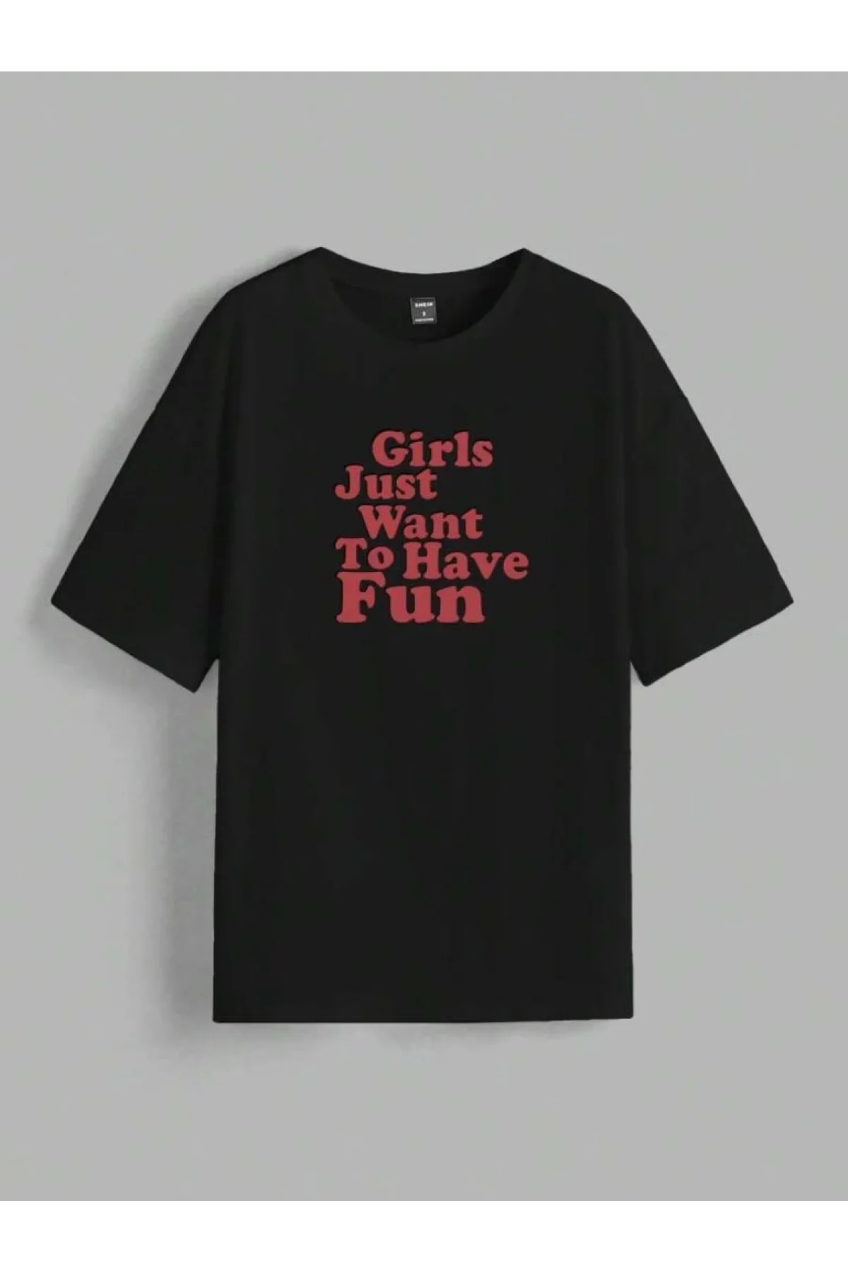 Kadın Baskılı Oversize T-shirt - Siyah