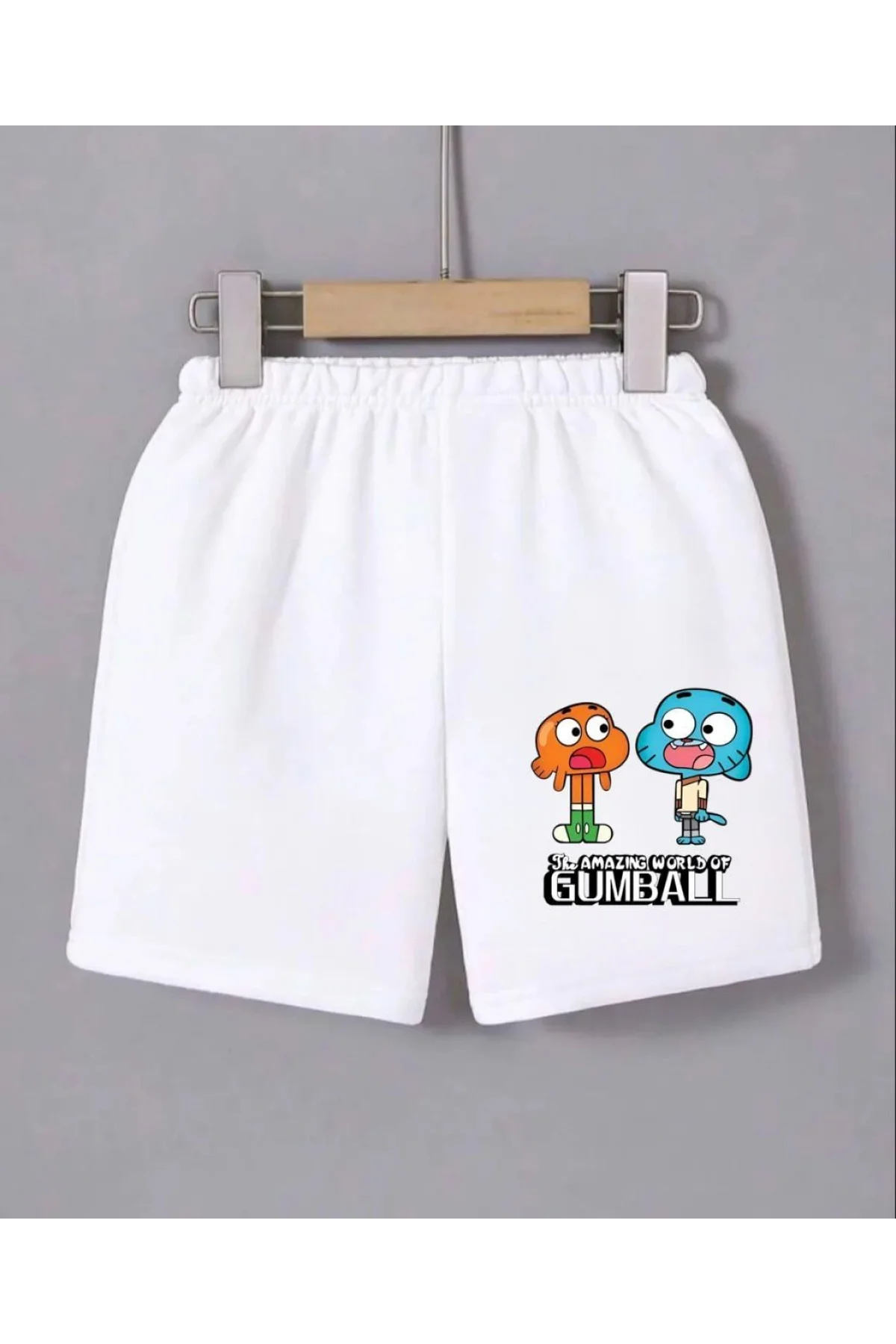 Kadın Beli Lastikli Baskılı Mini Şort - Beyaz