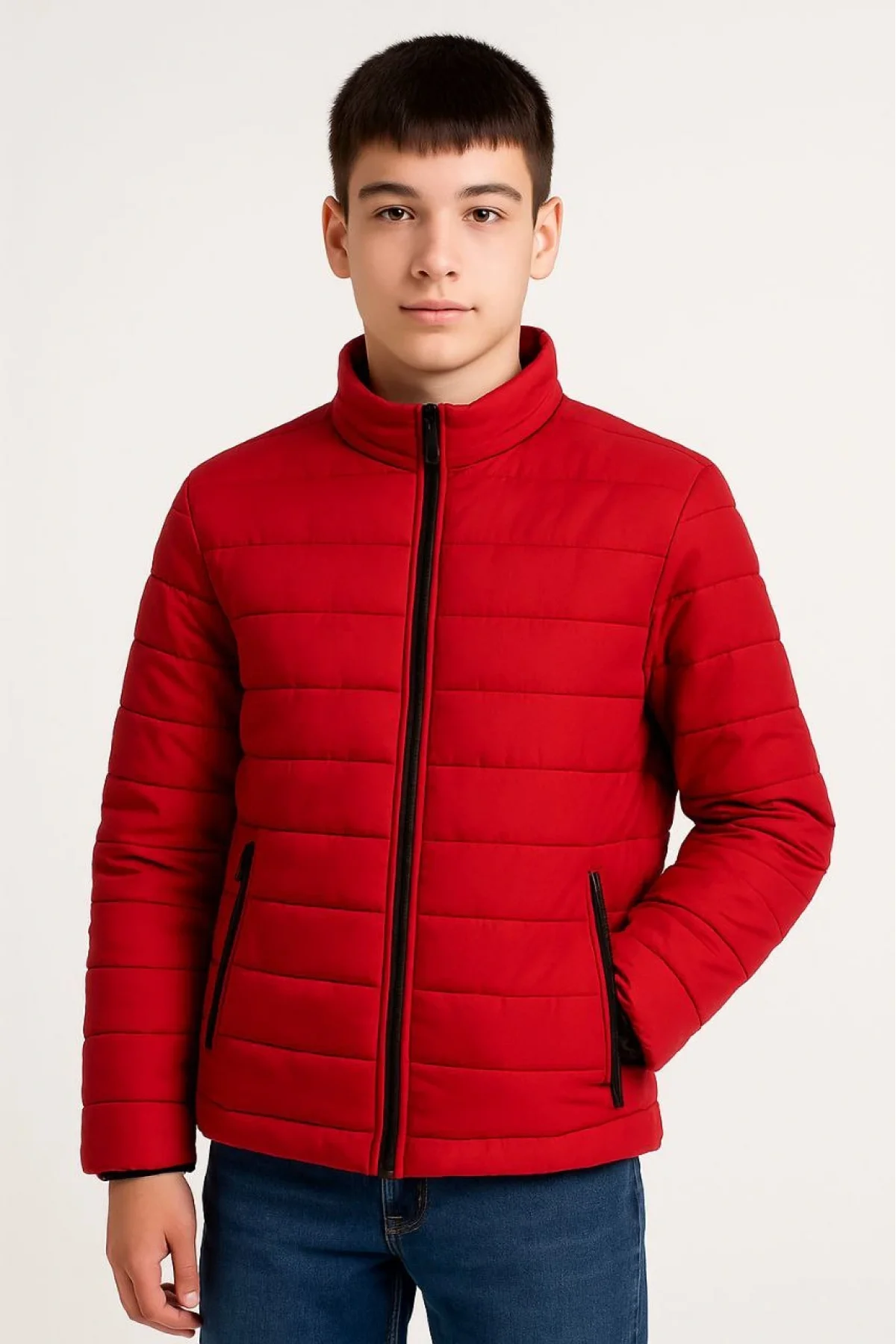 Kadın Bomber Mont Ceket – Su İtici Kumaş, Kapitone Astarlı, Fermuarlı, Kışlık - Kırmızı