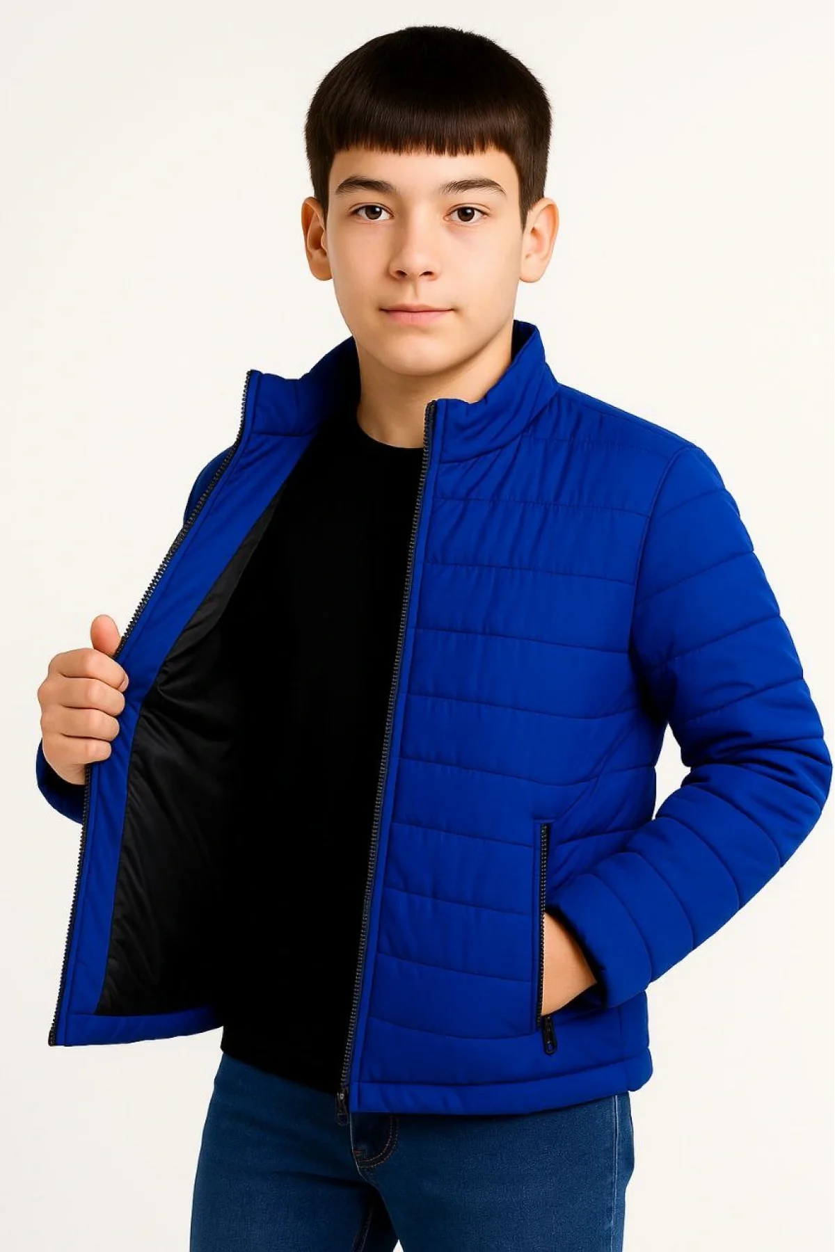 Kadın Bomber Mont Ceket – Su İtici Kumaş, Kapitone Astarlı, Fermuarlı, Kışlık - Saks Mavisi