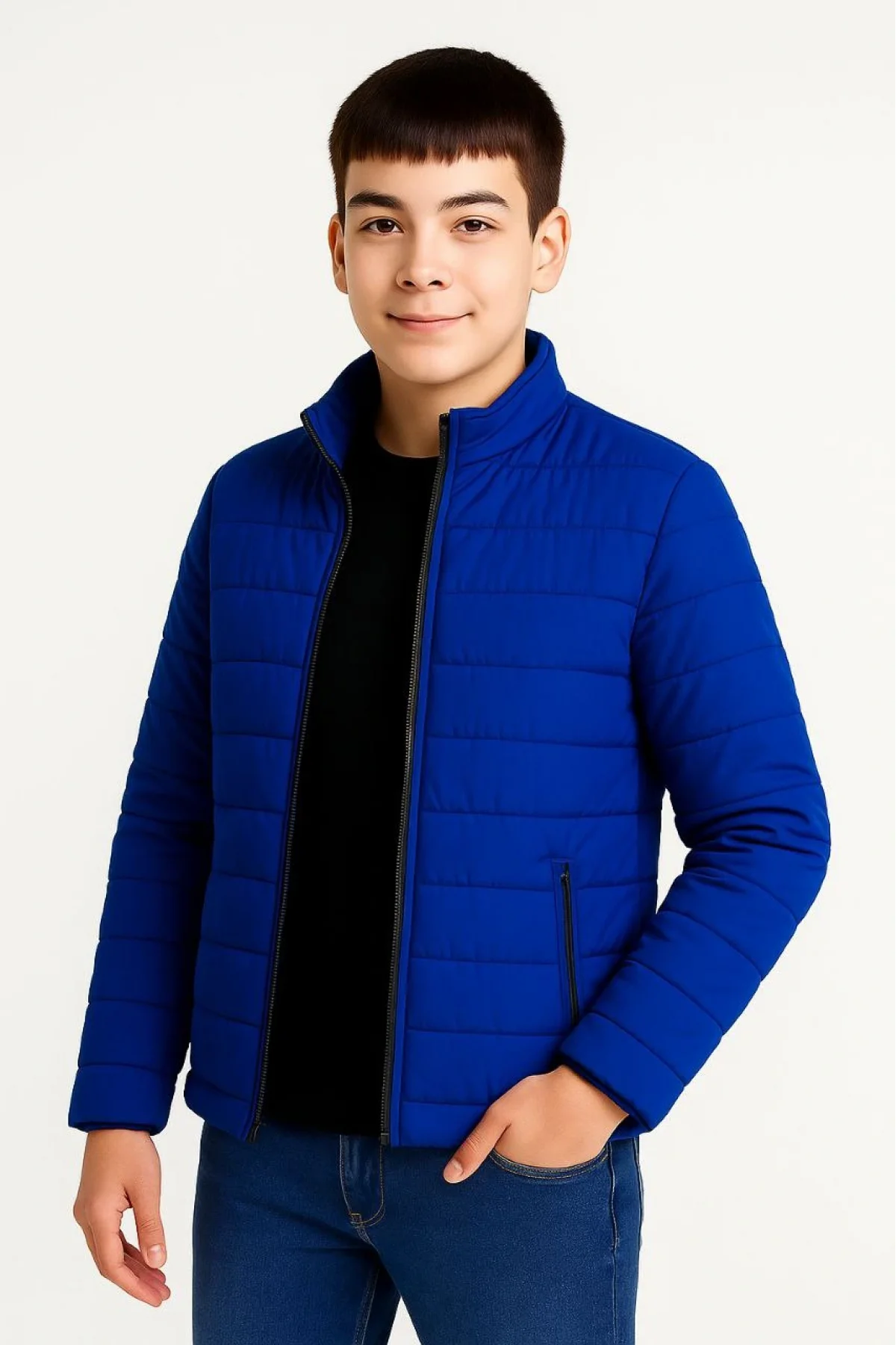 Kadın Bomber Mont Ceket – Su İtici Kumaş, Kapitone Astarlı, Fermuarlı, Kışlık - Saks Mavisi