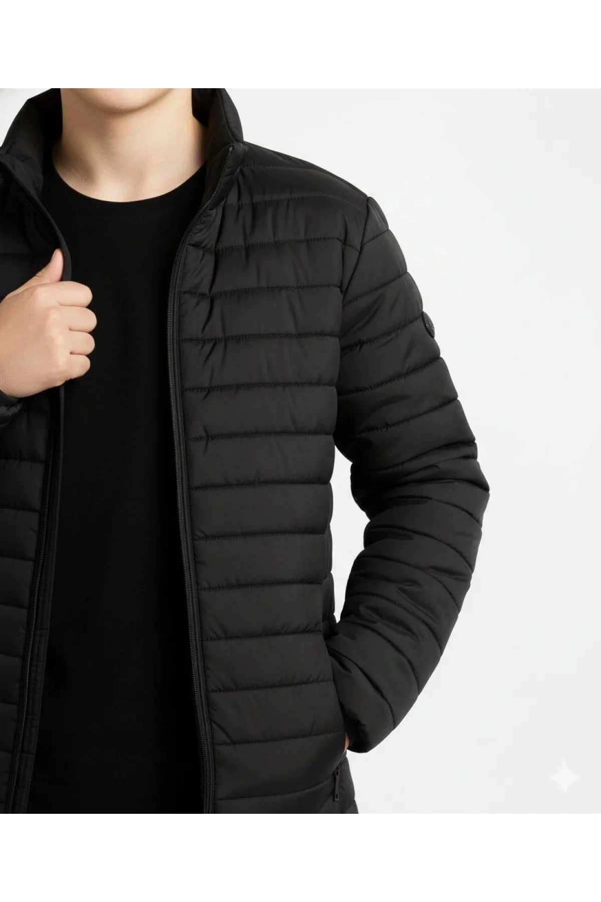 Kadın Bomber Mont Ceket – Su İtici Kumaş, Kapitone Astarlı, Fermuarlı, Kışlık - Siyah