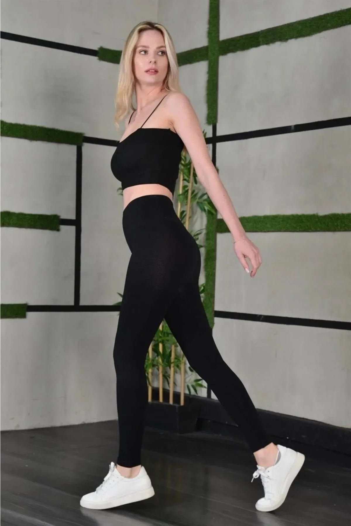 Kadın Full Likra Extra Toparlayıcı Yüksek Bel Dar Kalıp Günlük Spor Tayt - Siyah