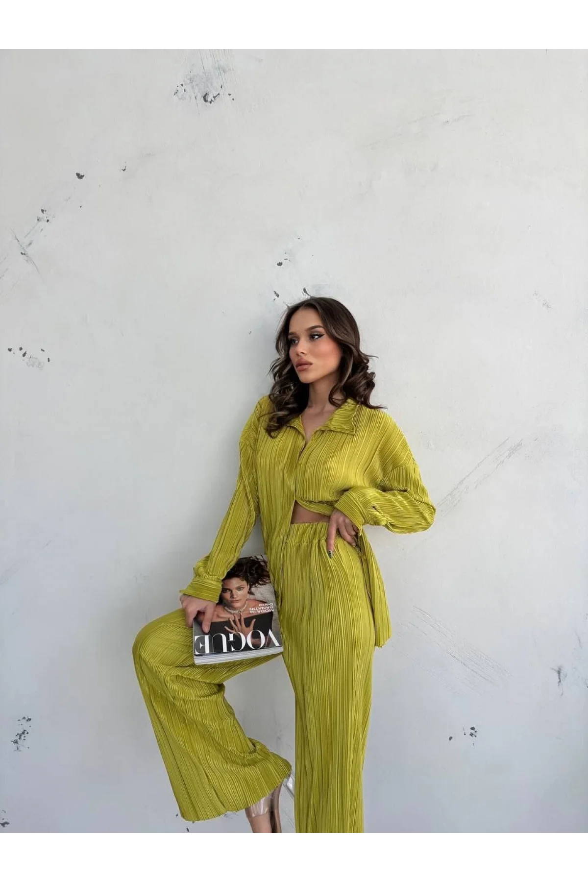 Kadın Gömlek Ve Pantolon Takım - Açık Yeşil