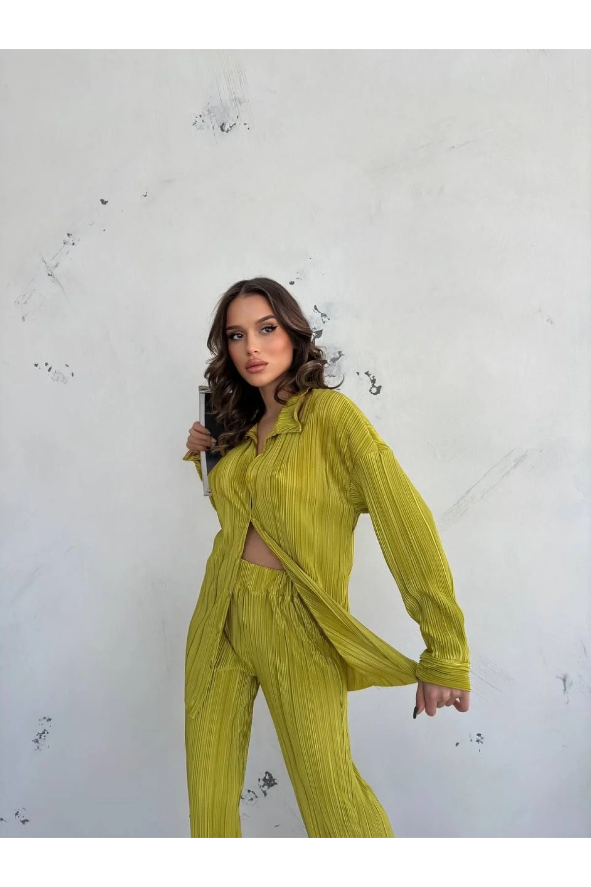 Kadın Gömlek Ve Pantolon Takım - Açık Yeşil