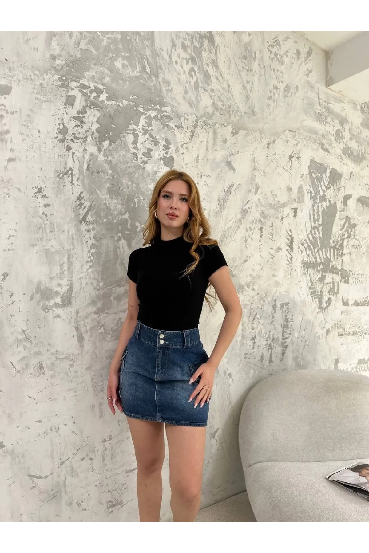 Kadın Kısa kol Badi bluz - Siyah