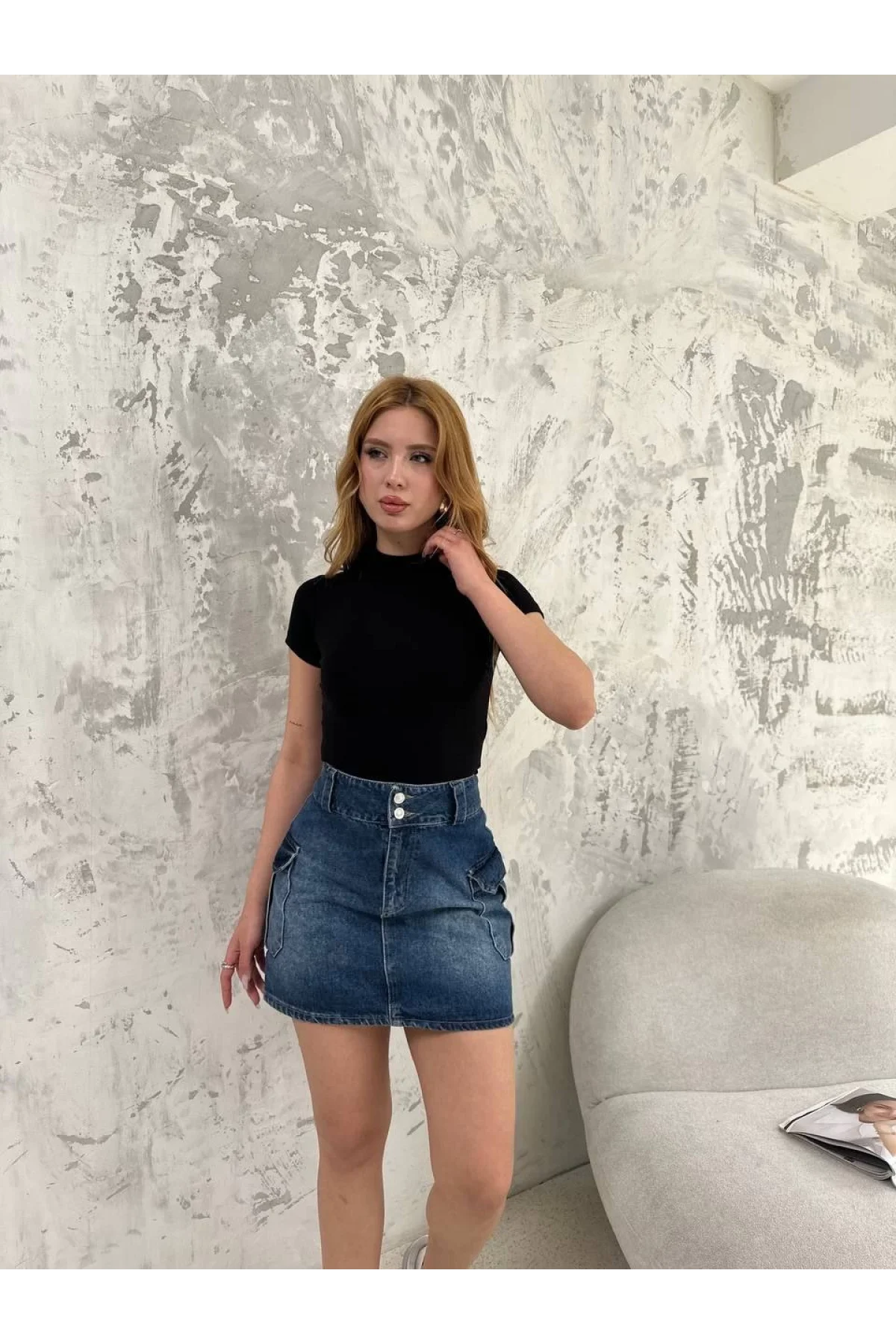 Kadın Kısa kol Badi bluz - Siyah