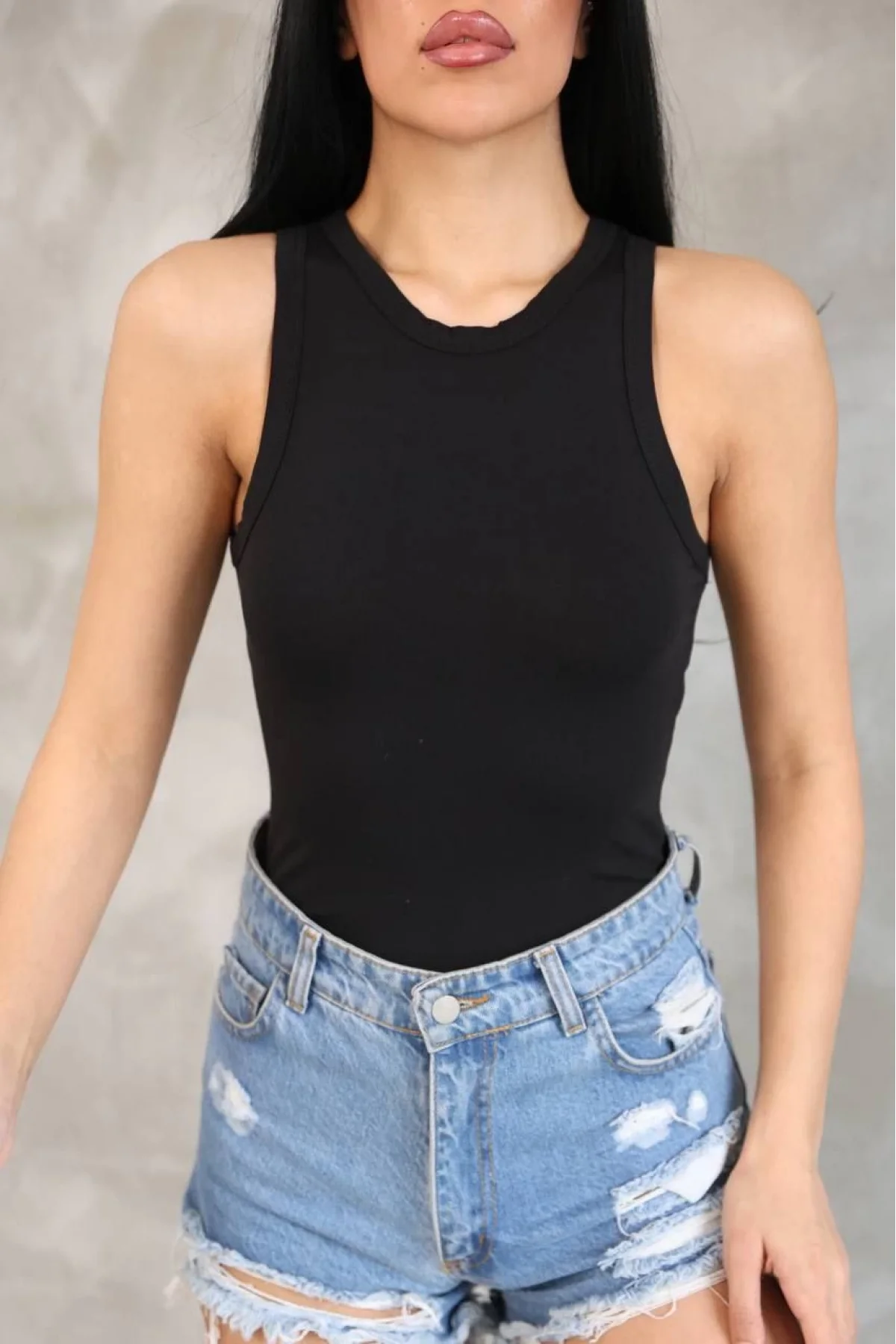 Kadın Kolsuz Badi bluz - Siyah