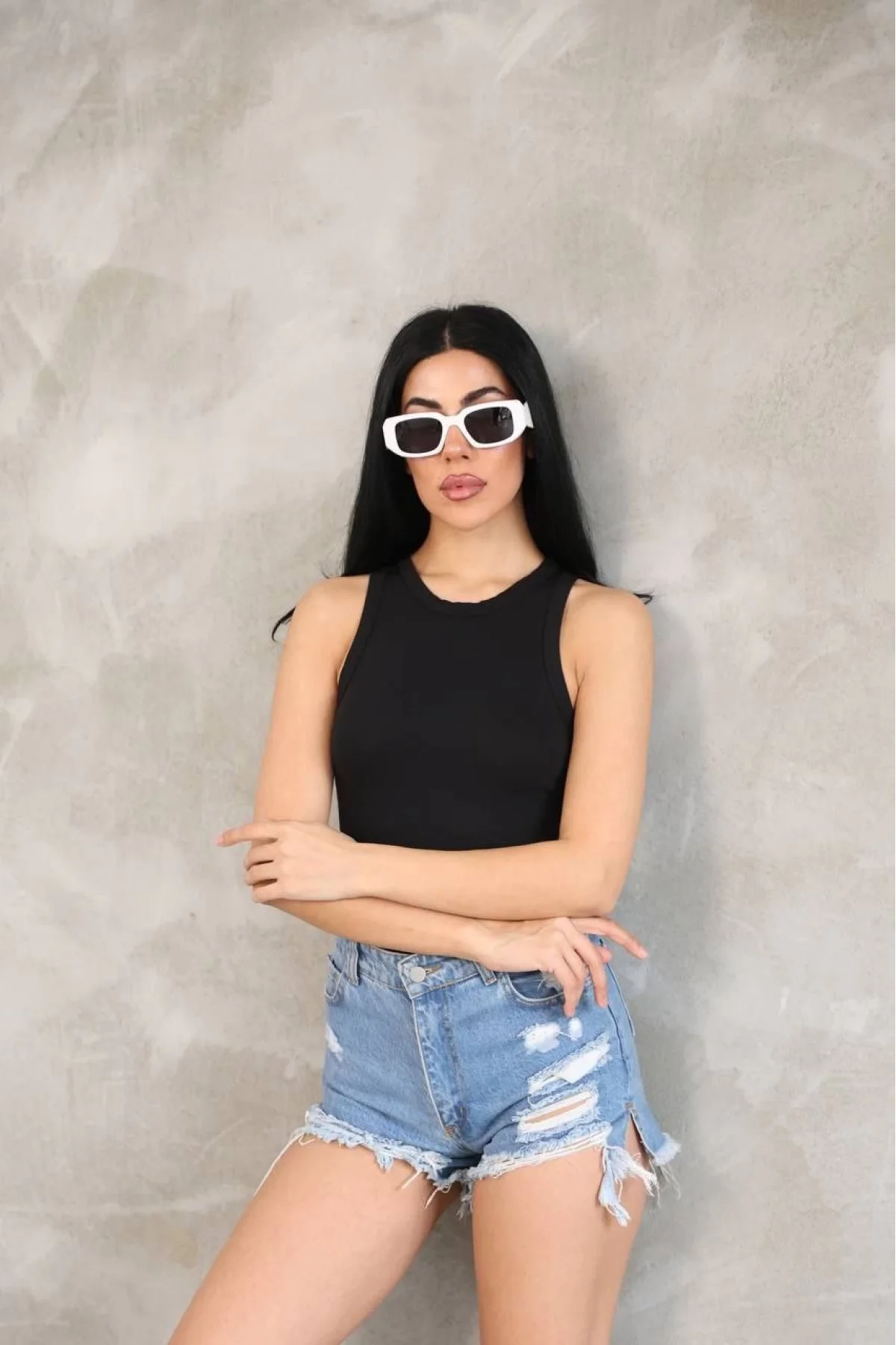 Kadın Kolsuz Badi bluz - Siyah