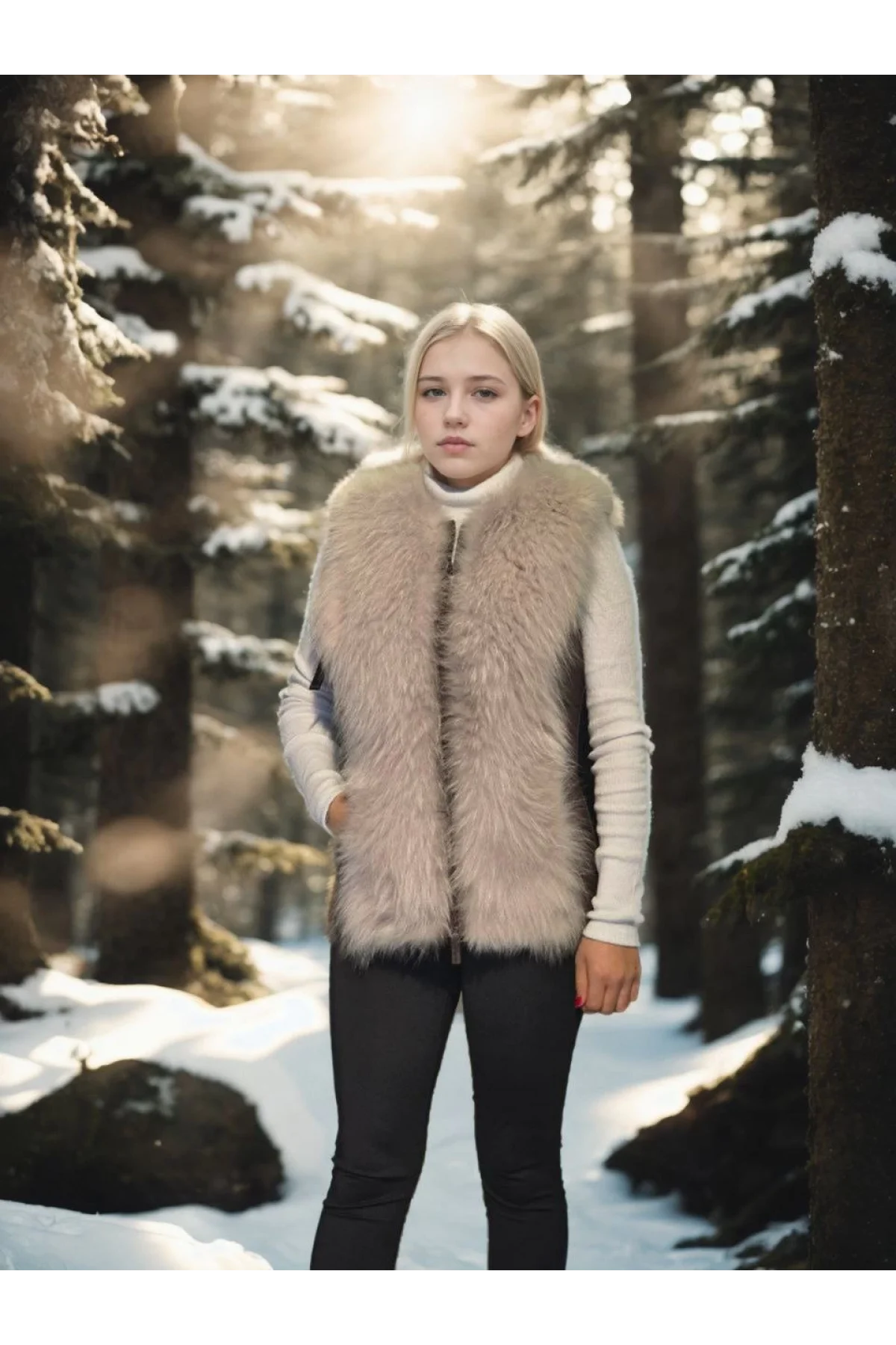 Kadın Kolsuz Fermuarlı Yelek - Kahve