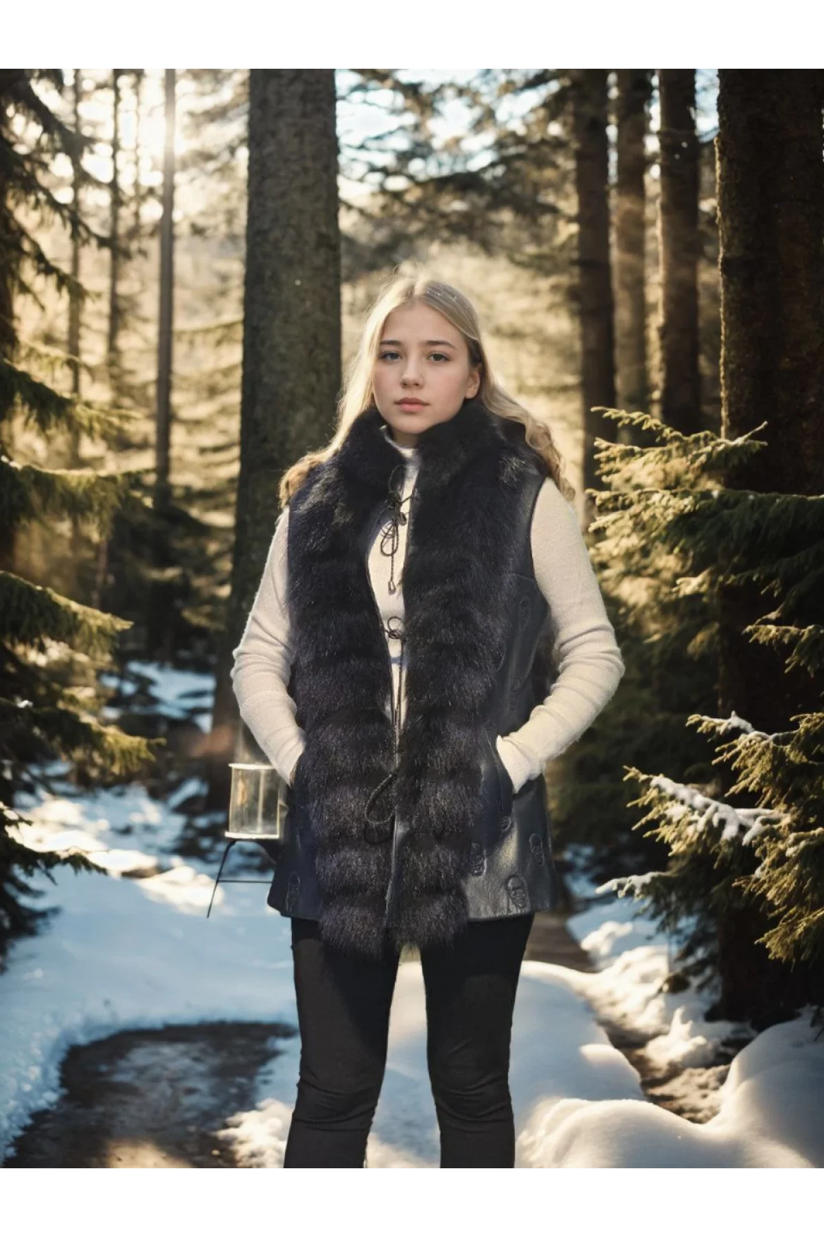 Kadın Kolsuz Fermuarlı Yelek - Lacivert