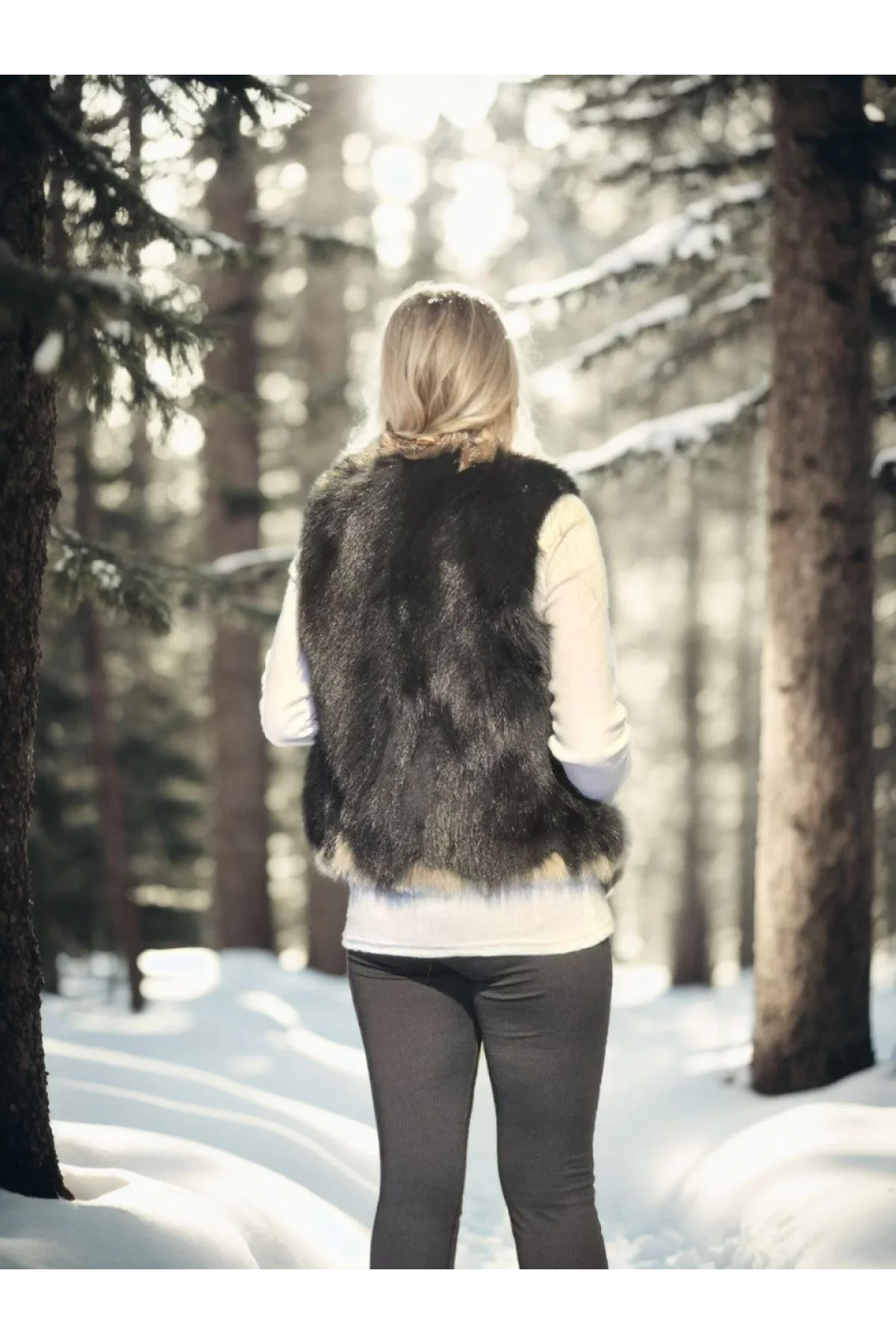 Kadın Kolsuz Fermuarlı Yelek - Siyah