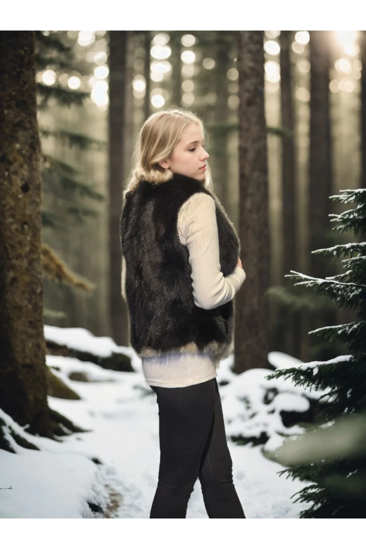 Kadın Kolsuz Fermuarlı Yelek - Siyah