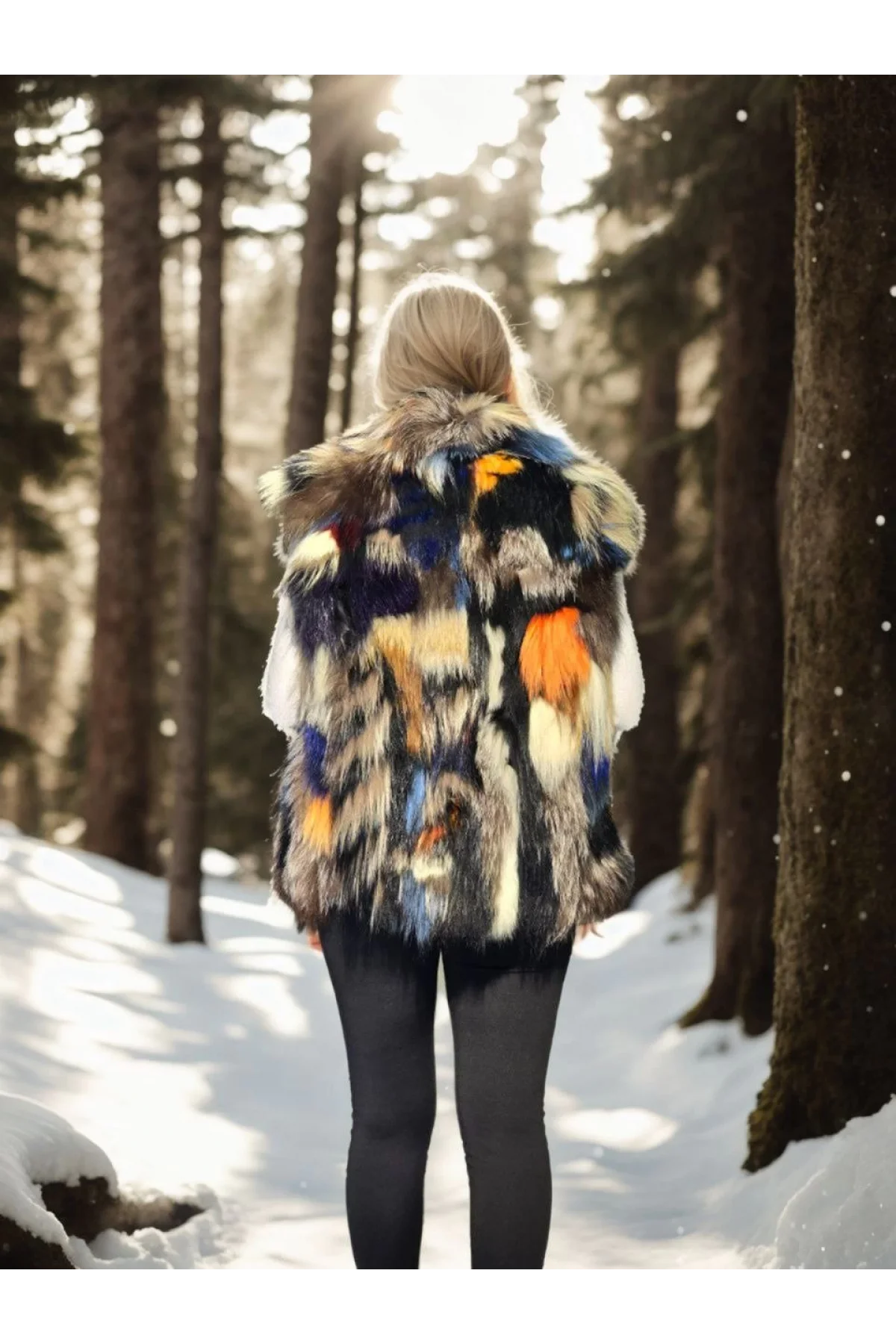 Kadın Kolsuz Hakiki Deri Ceket - Siyah